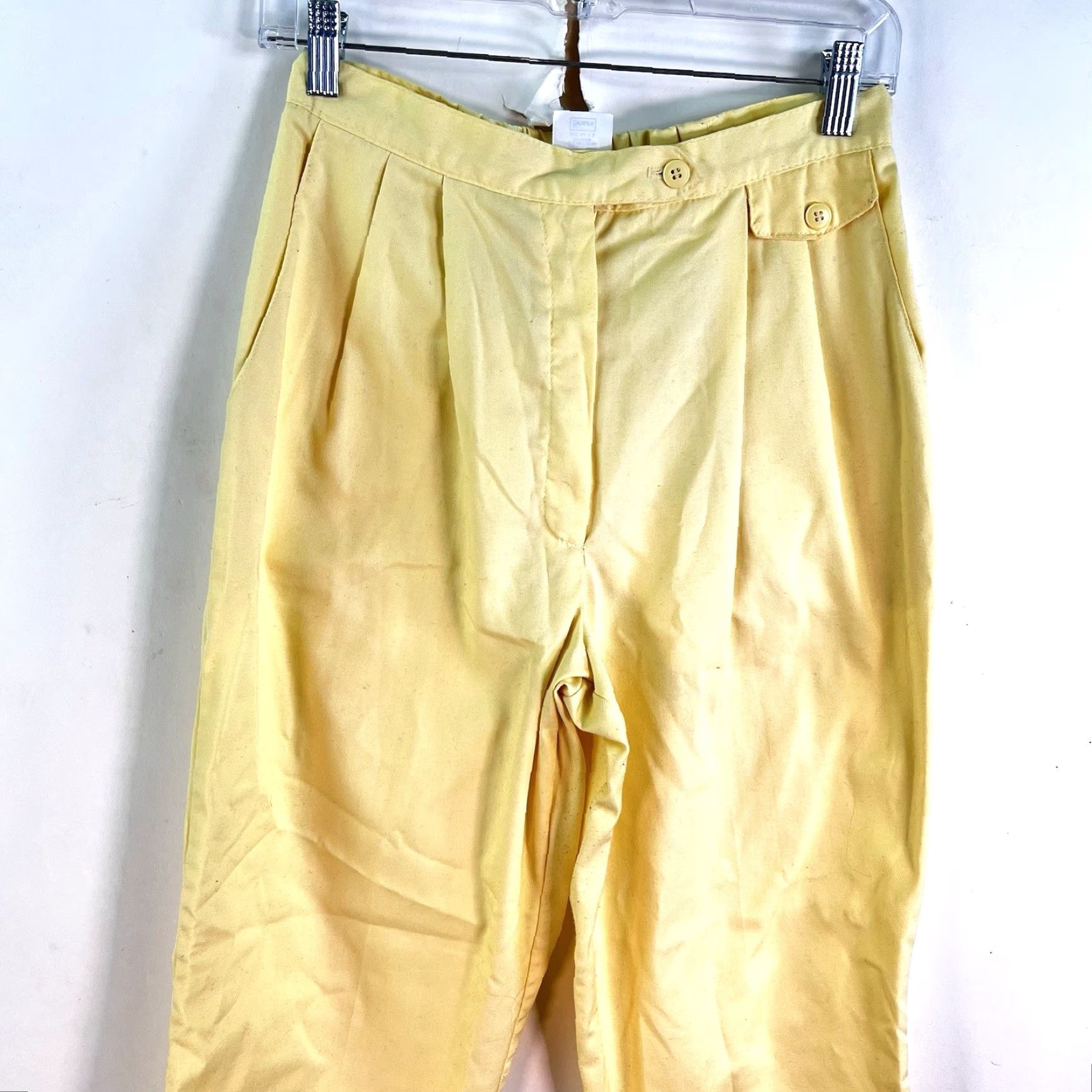 Sears VINTAGE Sears Dress Pants Womens Size 12 Straight Leg Pleated Yellow Cotton Twill Made in USA 27X30 Size 34" / US 12 / IT 48 - 2 Thumbnail