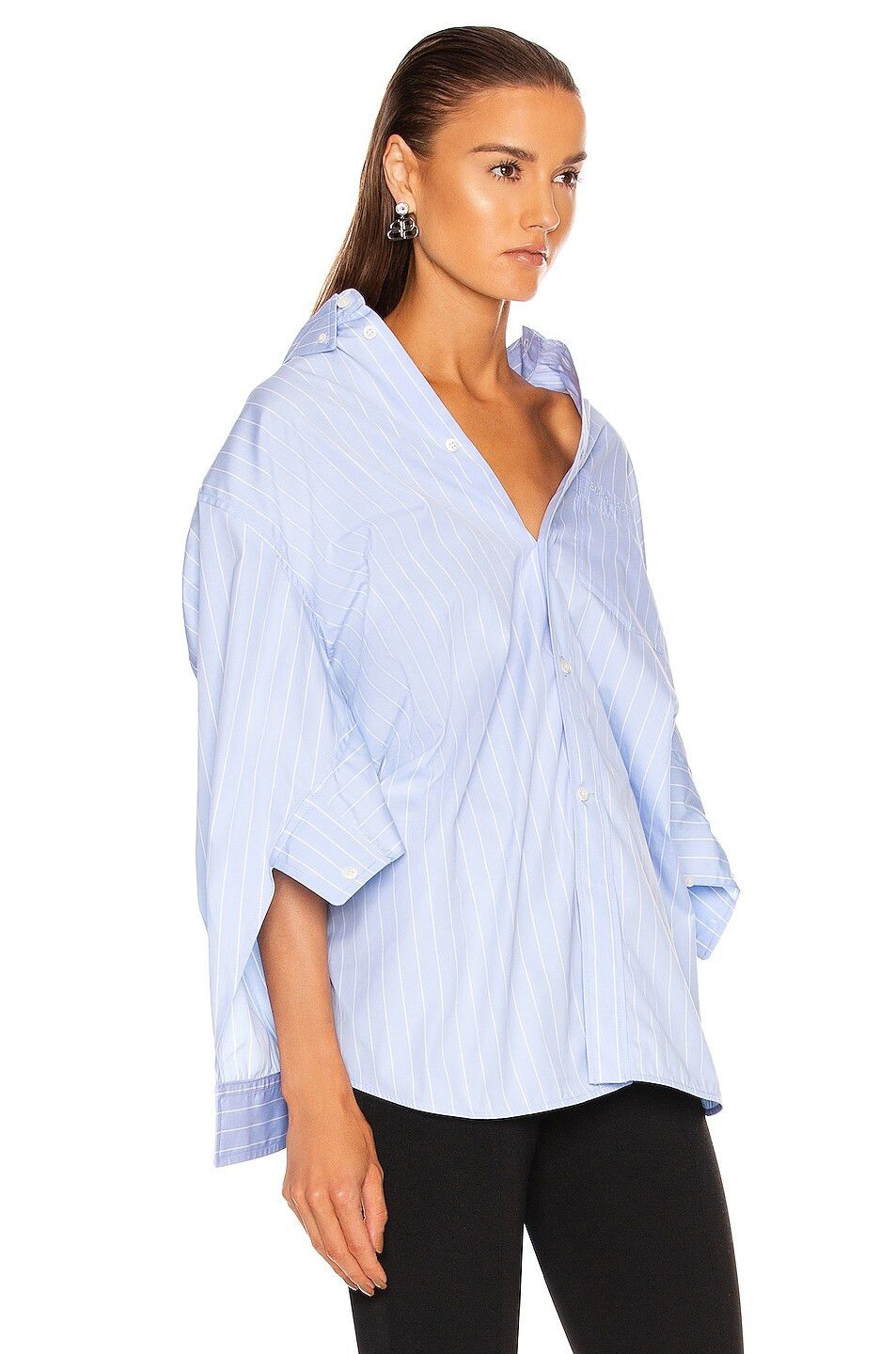 Balenciaga o1la1rc1a1024 Wing Pinstripe Shirt in Sky Blue/White Size XS / US 0-2 / IT 36-38 - 2 Thumbnail