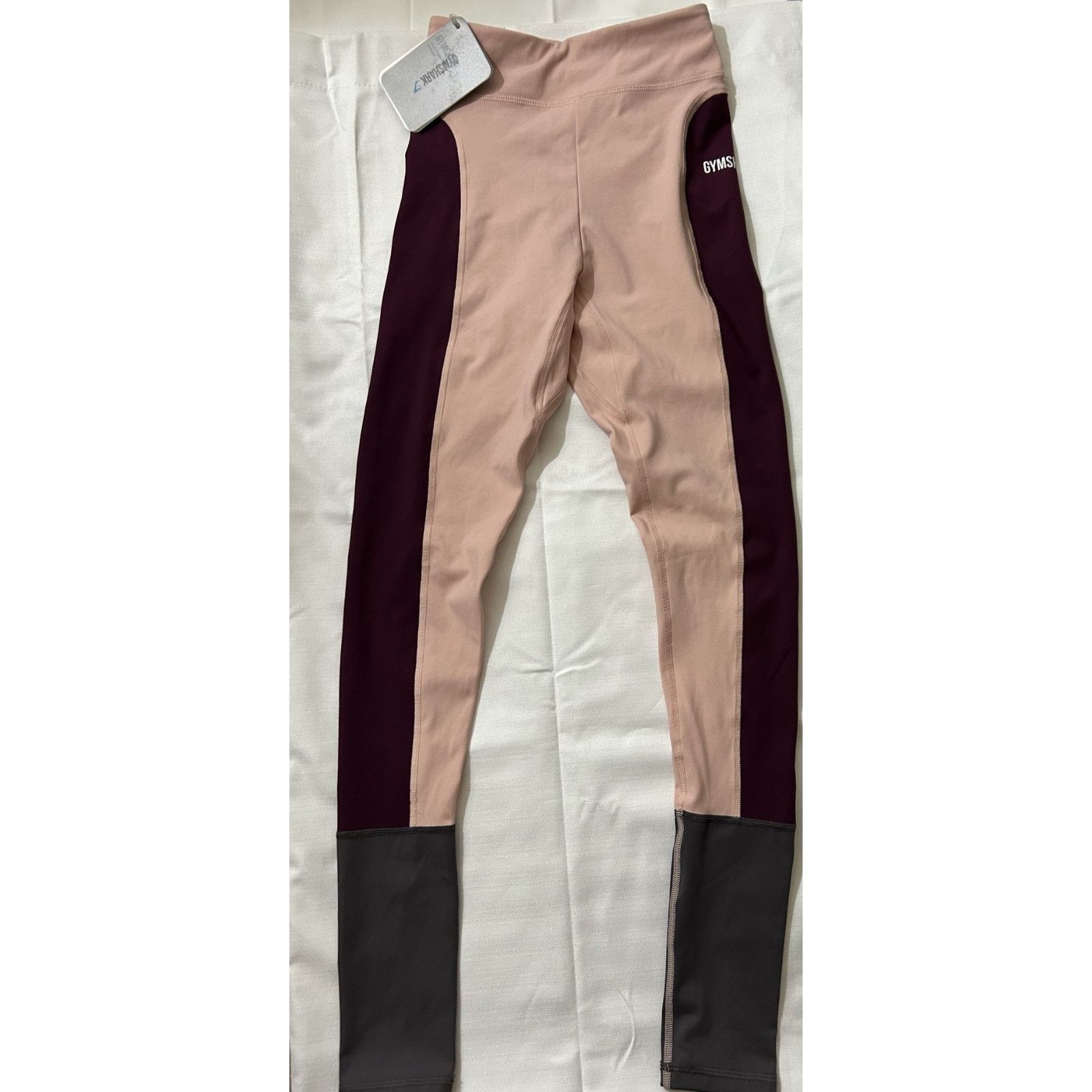 Gymshark NWT-Women's Gymshark Illusion Leggings-Pink/Maroon Size XS Size 26" / US 2 / IT 38 - 2 Thumbnail