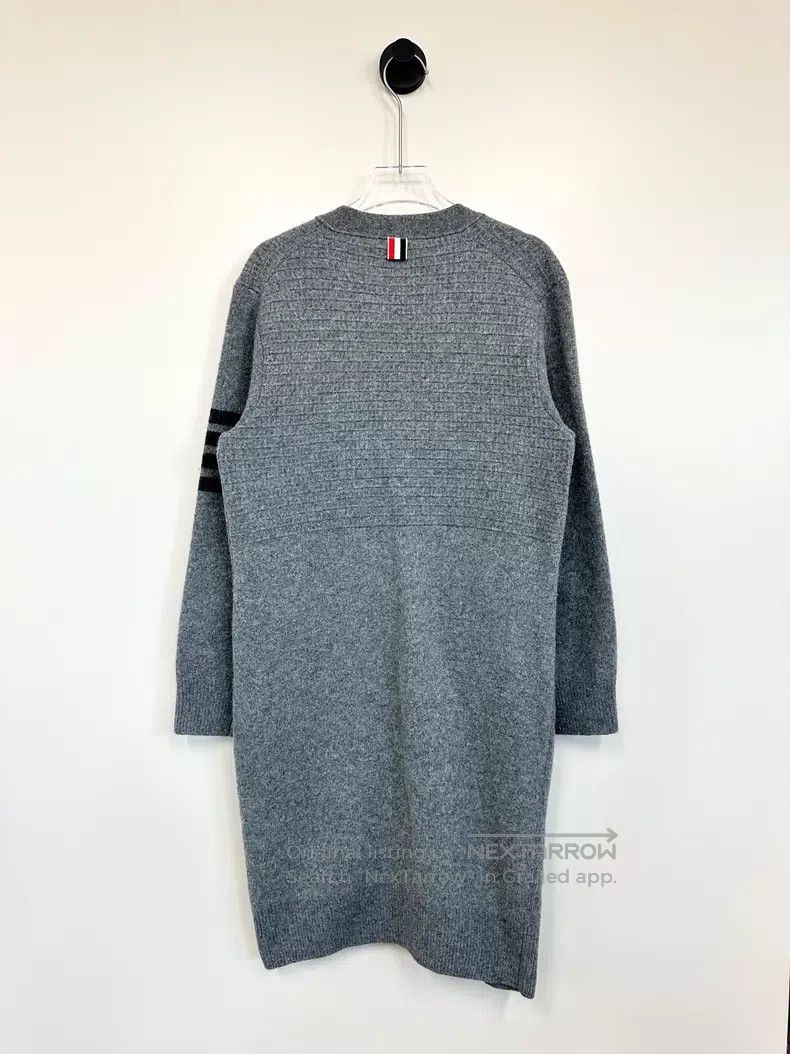 Thom Browne Thom Browne Gray Classic Four Stripe Long Wool Knit Open C Size S / US 4 / IT 40 - 2 Thumbnail