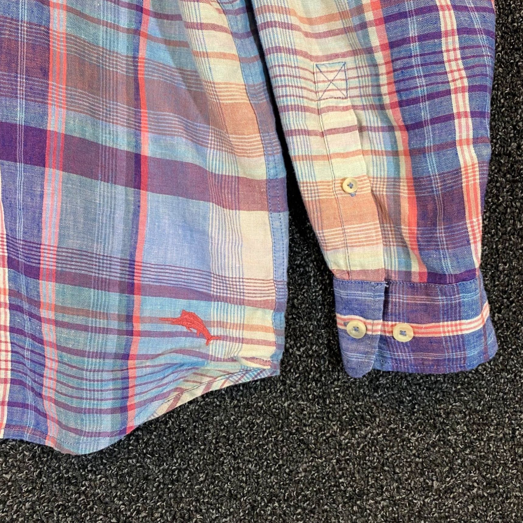 Tommy Bahama Tommy Bahama Shirt Mens XL Blue Multicolor Plaid Button Up Hawaiian Linen Long Size US XL / EU 56 / 4 - 4 Thumbnail