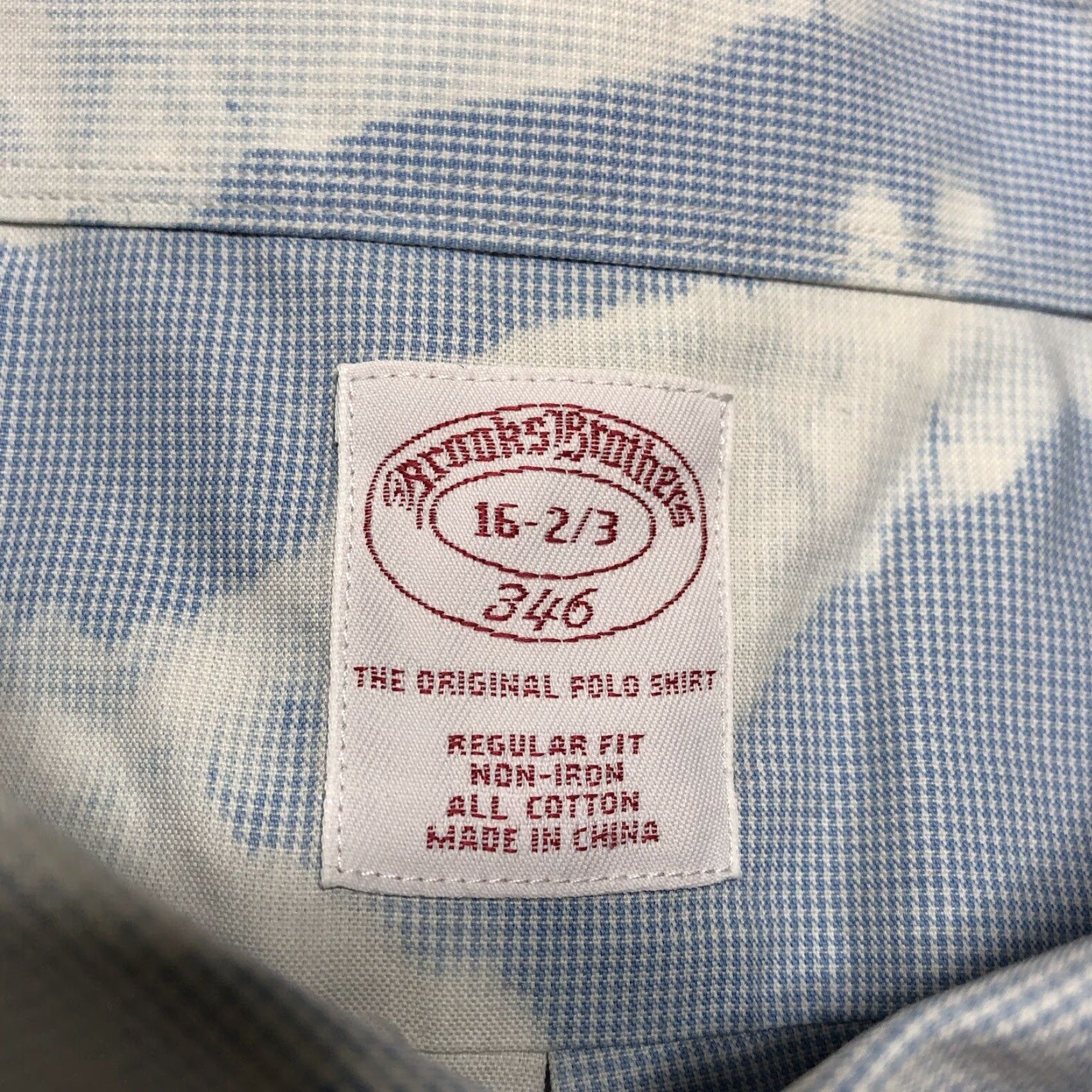 Brooks Brothers Brooks Brothers Tie Dye Dress Shirt Mens 16 2/3 Long Sleeve Blue White Checkered Size 46R - 5 Thumbnail
