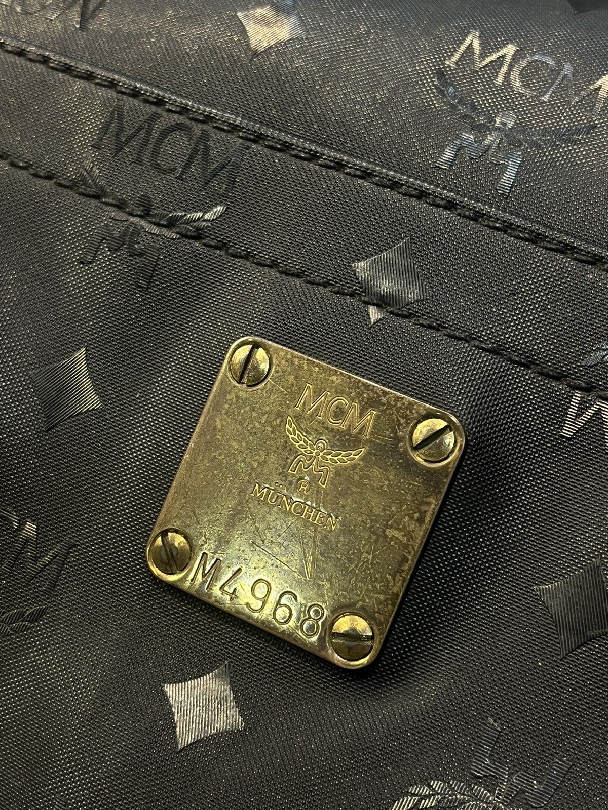 Designer × MCM × Vintage MCM 80’s MONOGRAM COATED CANVAS TOTE BAG BLACK Size ONE SIZE - 3 Thumbnail