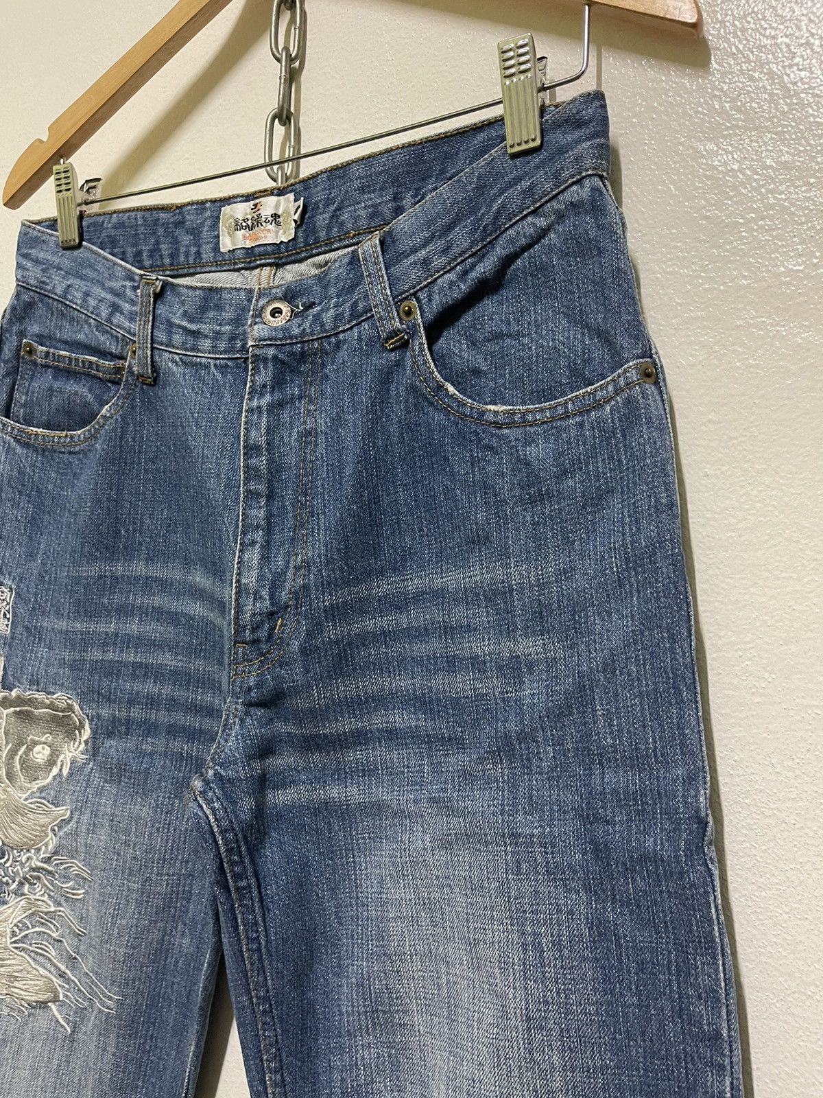 Japanese Brand Karakuri Tamashi Koi Fish Motive Embroidery Jeans Size US 30 / EU 46 - 5 Thumbnail