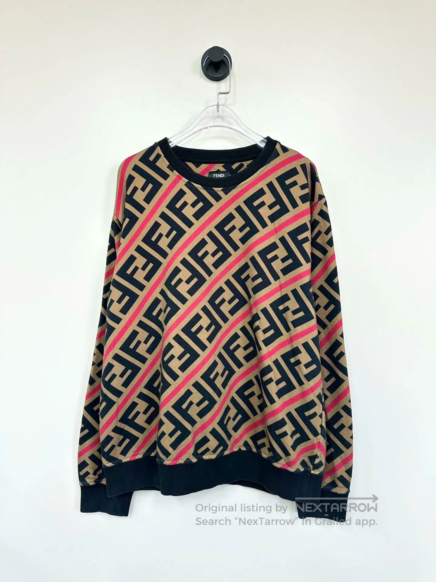 Fendi FENDI Brown Classic Logo Printed Long Sleeve Sweatshirt| Size US XL / EU 56 / 4 - 1 Thumbnail