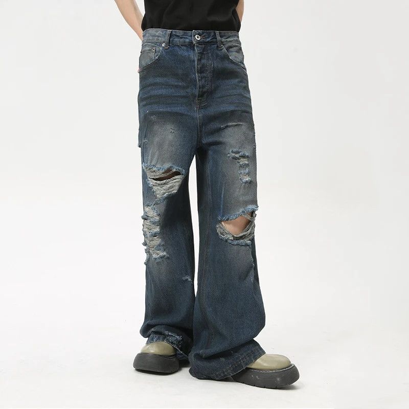 Japanese Brand × Jean × Vintage Straight Hole Loose Jeans Size US 32 / EU 48 - 1 Thumbnail