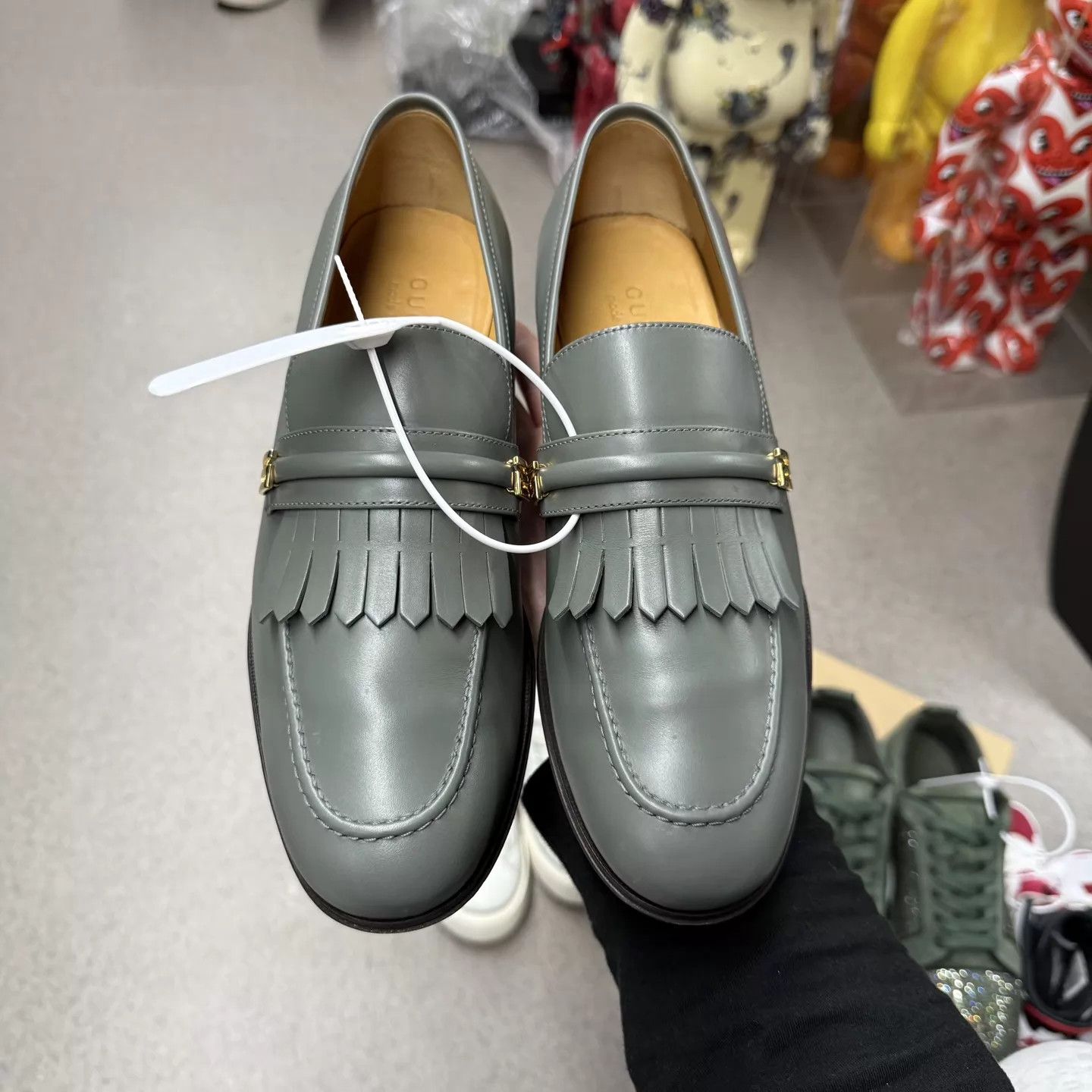 Gucci Gucci Tassel Loafer Gray & Dark Green 8/10 42 Size US 9 / EU 42 - 5 Thumbnail