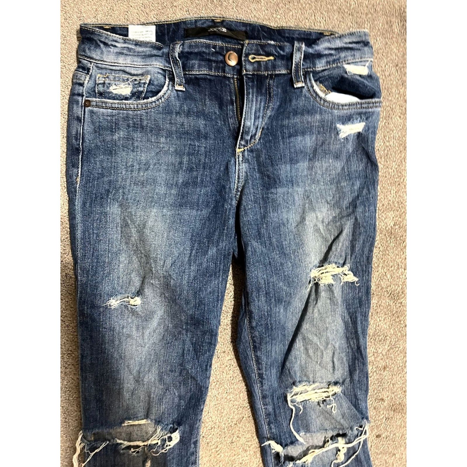 Vintage Joe's Jeans Keagan Womens 25 Blue Mid Rise Straight Ankle Distressed Denim Jeans Size 42" / US 20 - 2 Thumbnail