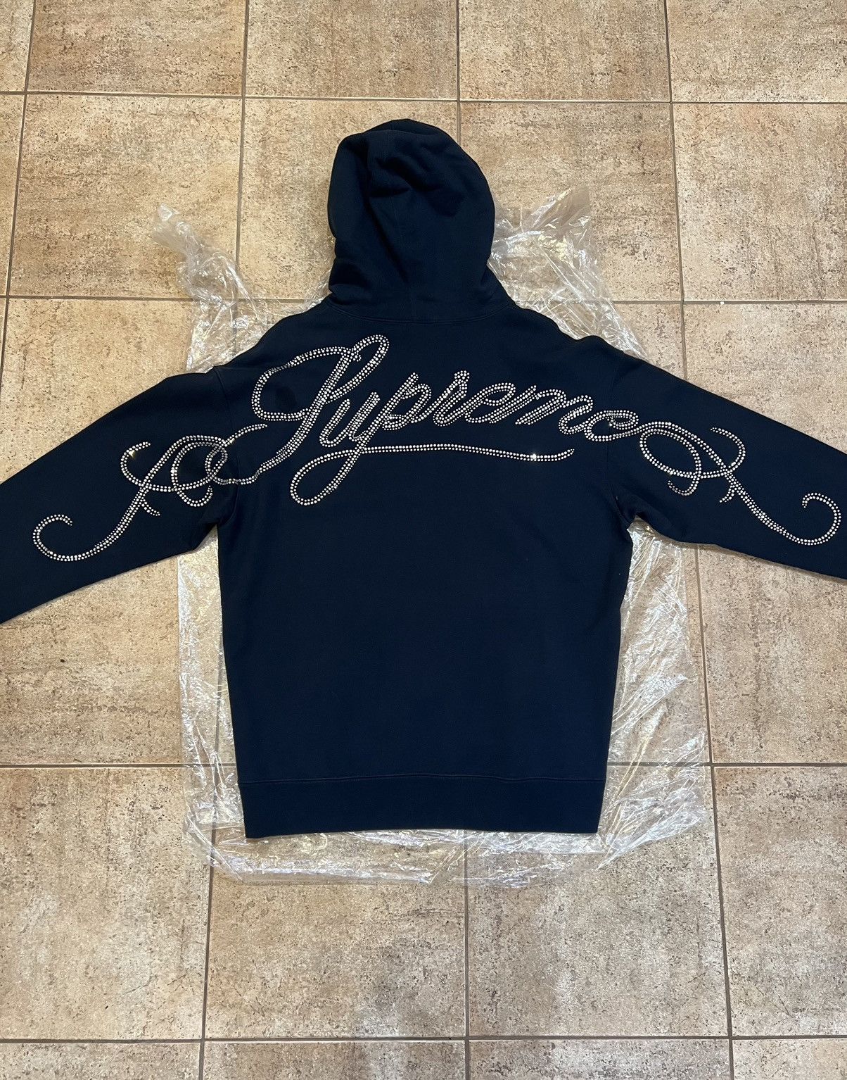 Supreme Supreme Rhinestone Script Hoodie | Grailed