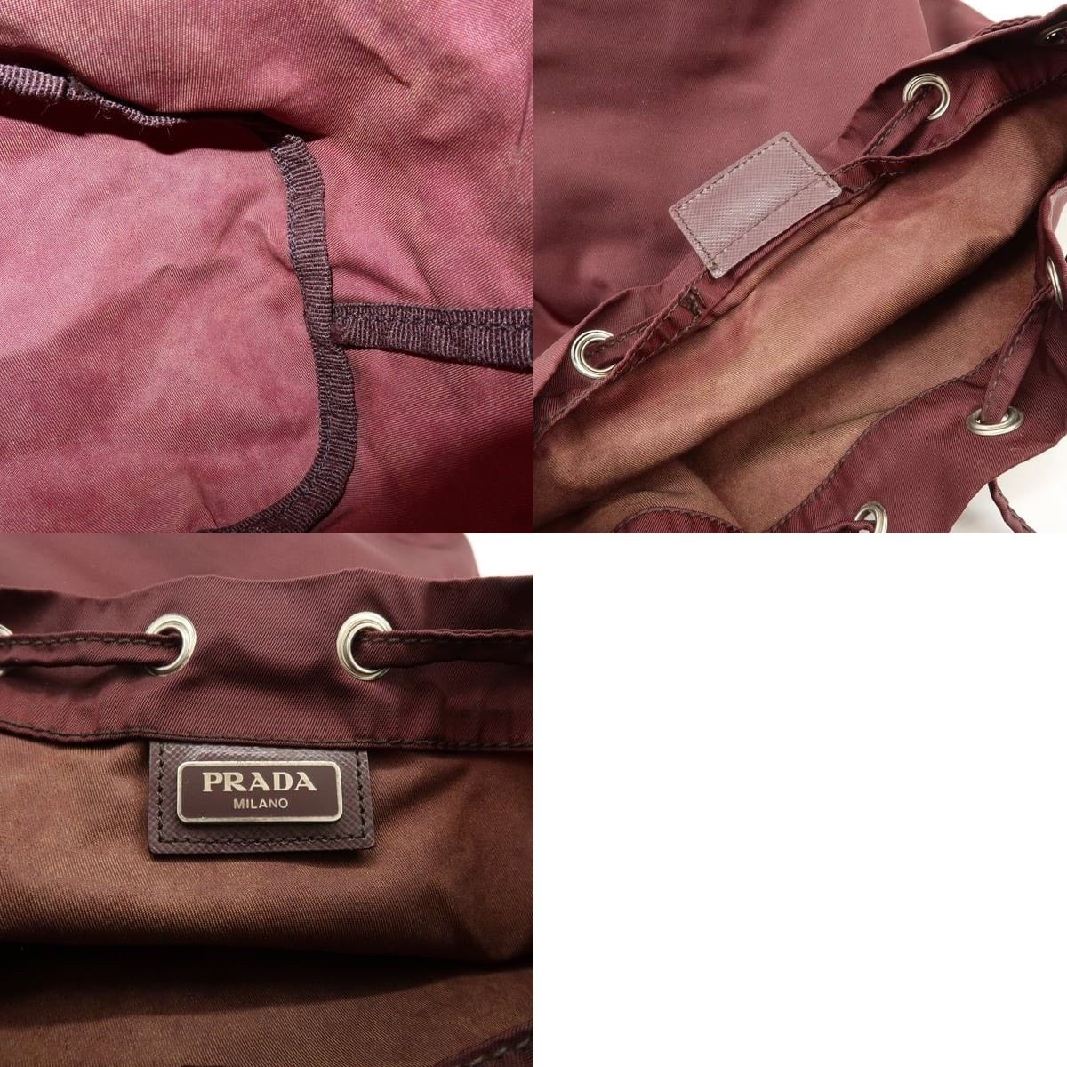 Prada Prada Triangle Logo Nylon Drawstring Pouch Burgundy Size ONE SIZE - 7 Thumbnail
