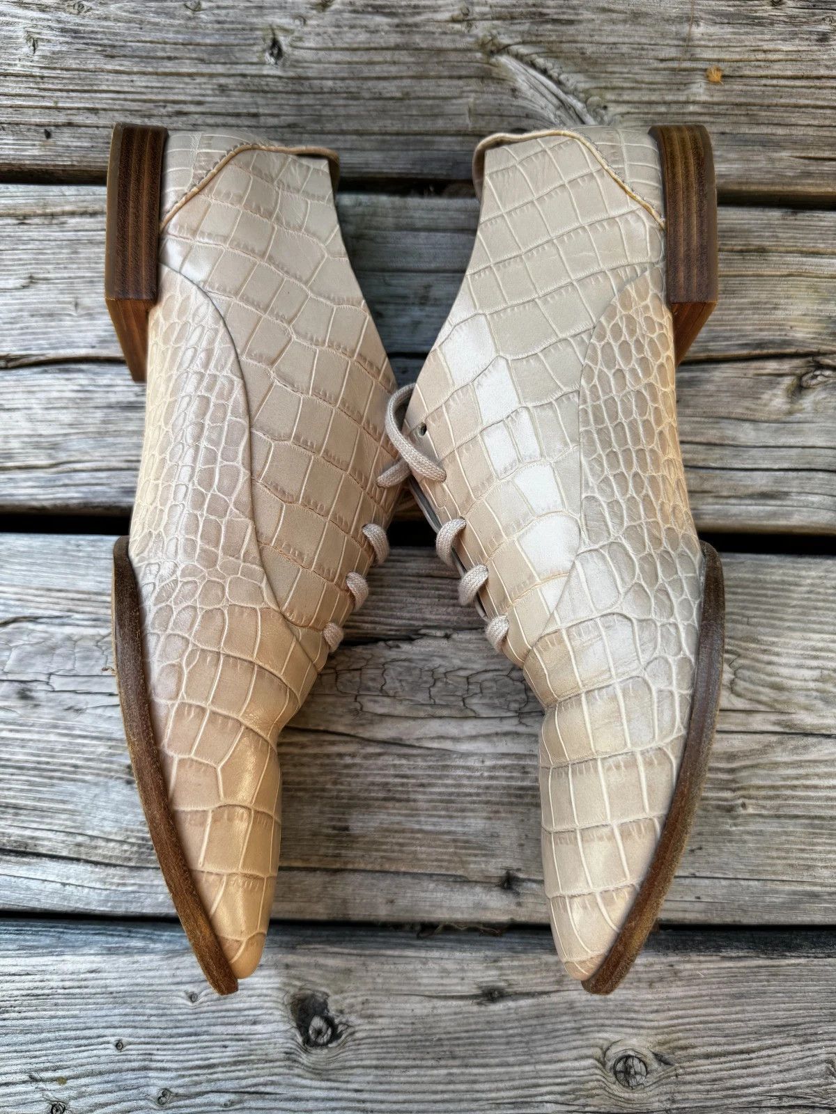 Alexander Wang 2014 Ingrid Lace Up Oxford Almond Croc Shoes Size US 9 / IT 39 - 5 Thumbnail