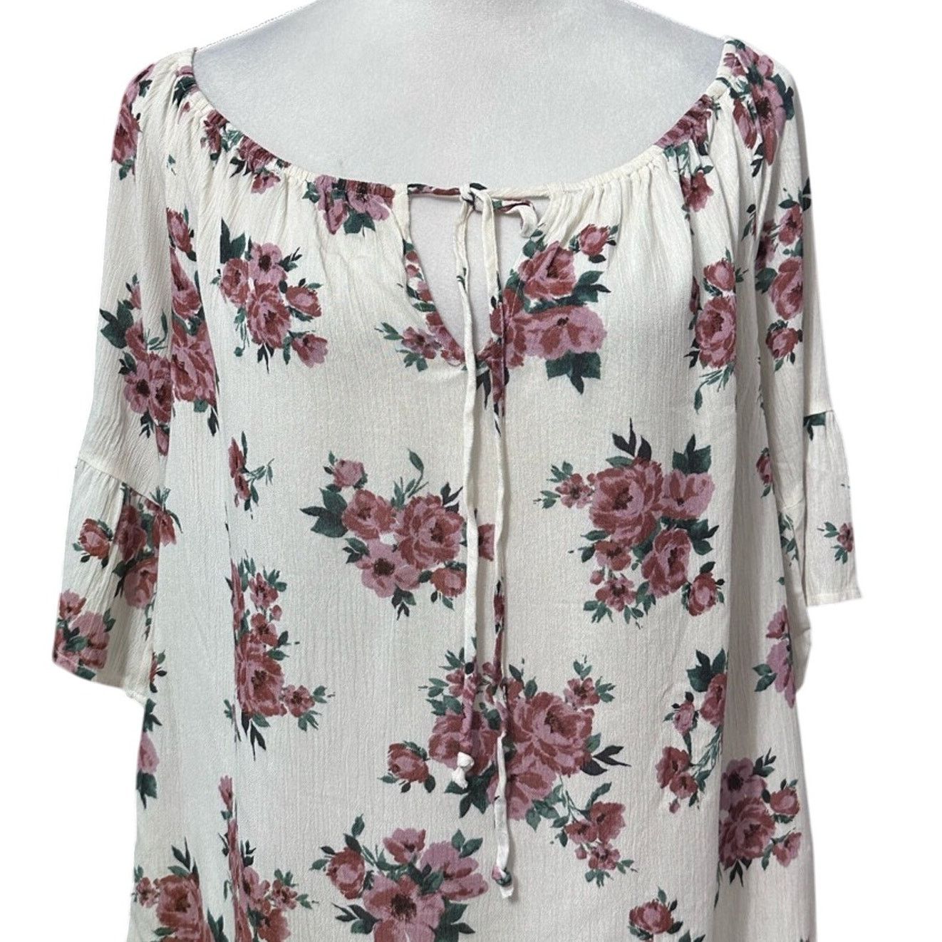 Other West Kei Floral Blouse 3/4 Sleeves Boat Neck Women's White M Size M / US 6-8 / IT 42-44 - 2 Thumbnail