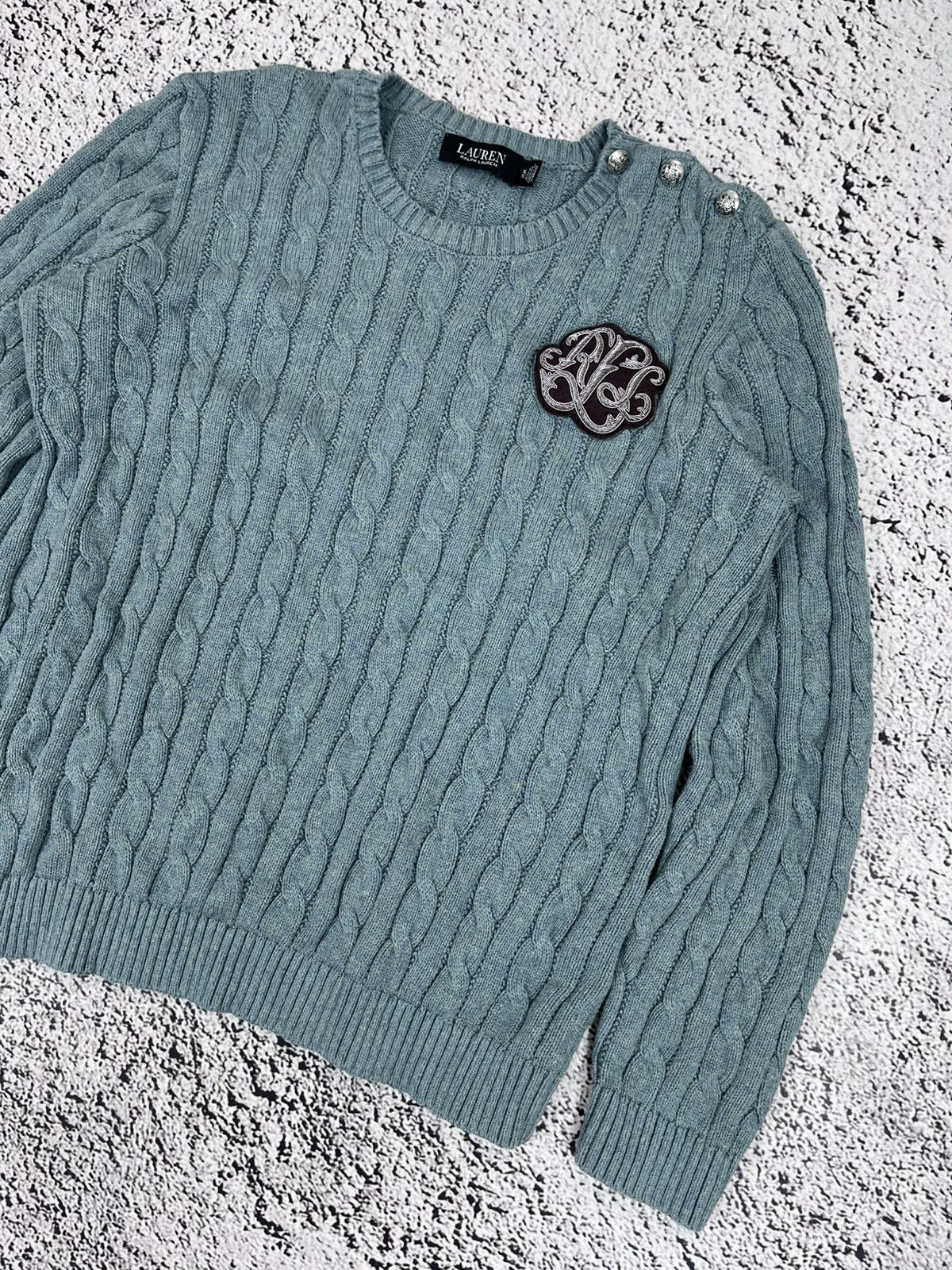 Ralph Lauren Black Label Vintage Y2K Ralph Lauren Black Tag Cable Knit Logo Sweater Size XL / US 12-14 / IT 48-50 - 4 Thumbnail