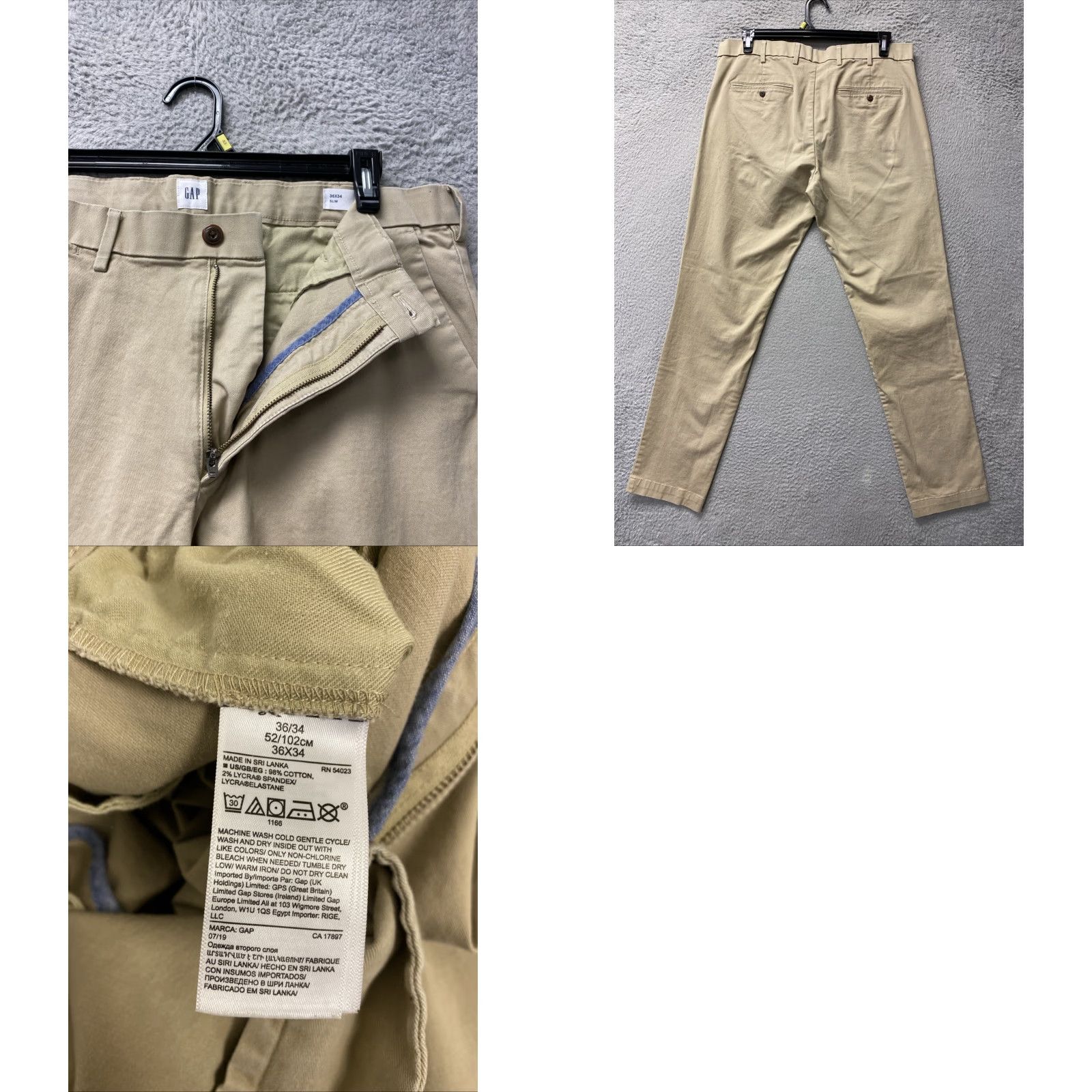 Gap GAP Men Pants Slim Chino Straight Khaki 36x34 Adult Regular 30 Inseam Stretch 5-Pocket Mens Size US 36 / EU 52 - 8 Thumbnail
