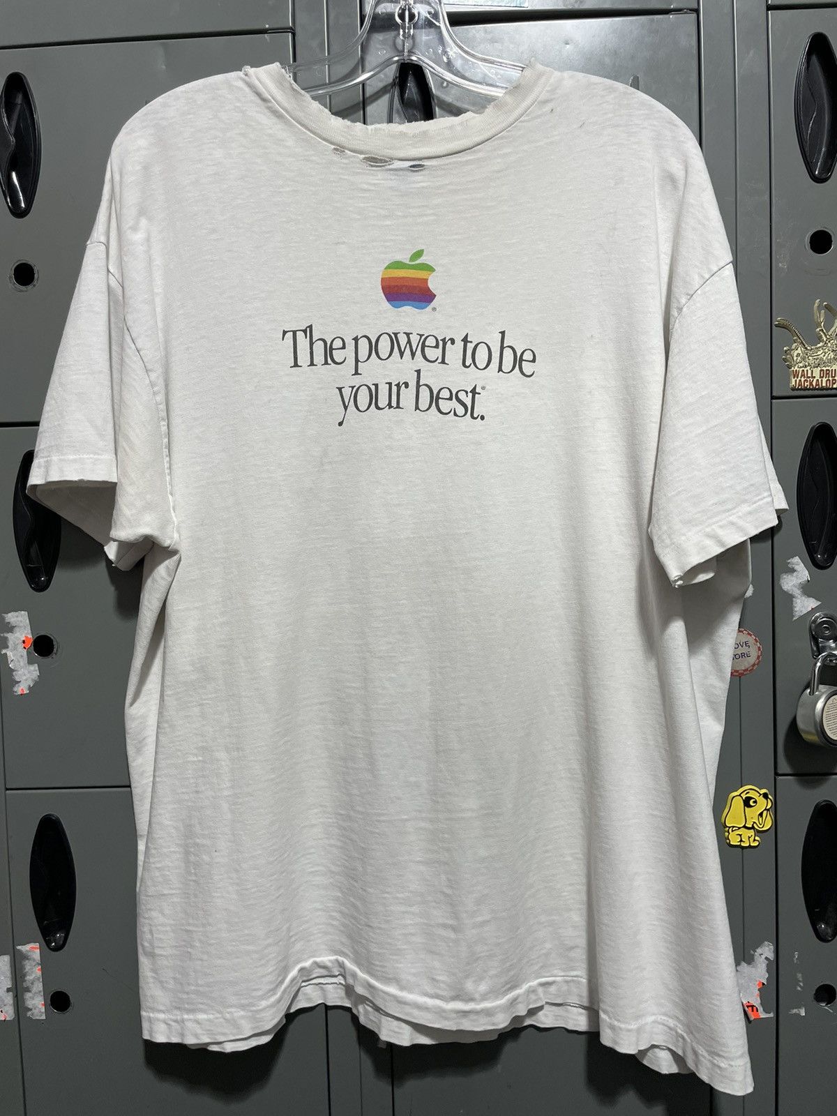 image of Thrashed Apple Vintage Tee 70’S Rainbow Logo in White, Men's (Size XL)