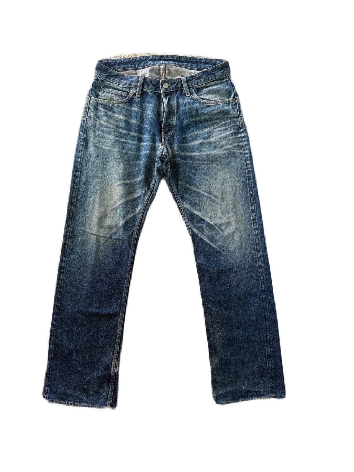 HOLLYWOOD RANCH MARKET Japan Brand HRM Distress Denim Blue-Blue Japan Design Size US 34 / EU 50 - 1 Thumbnail