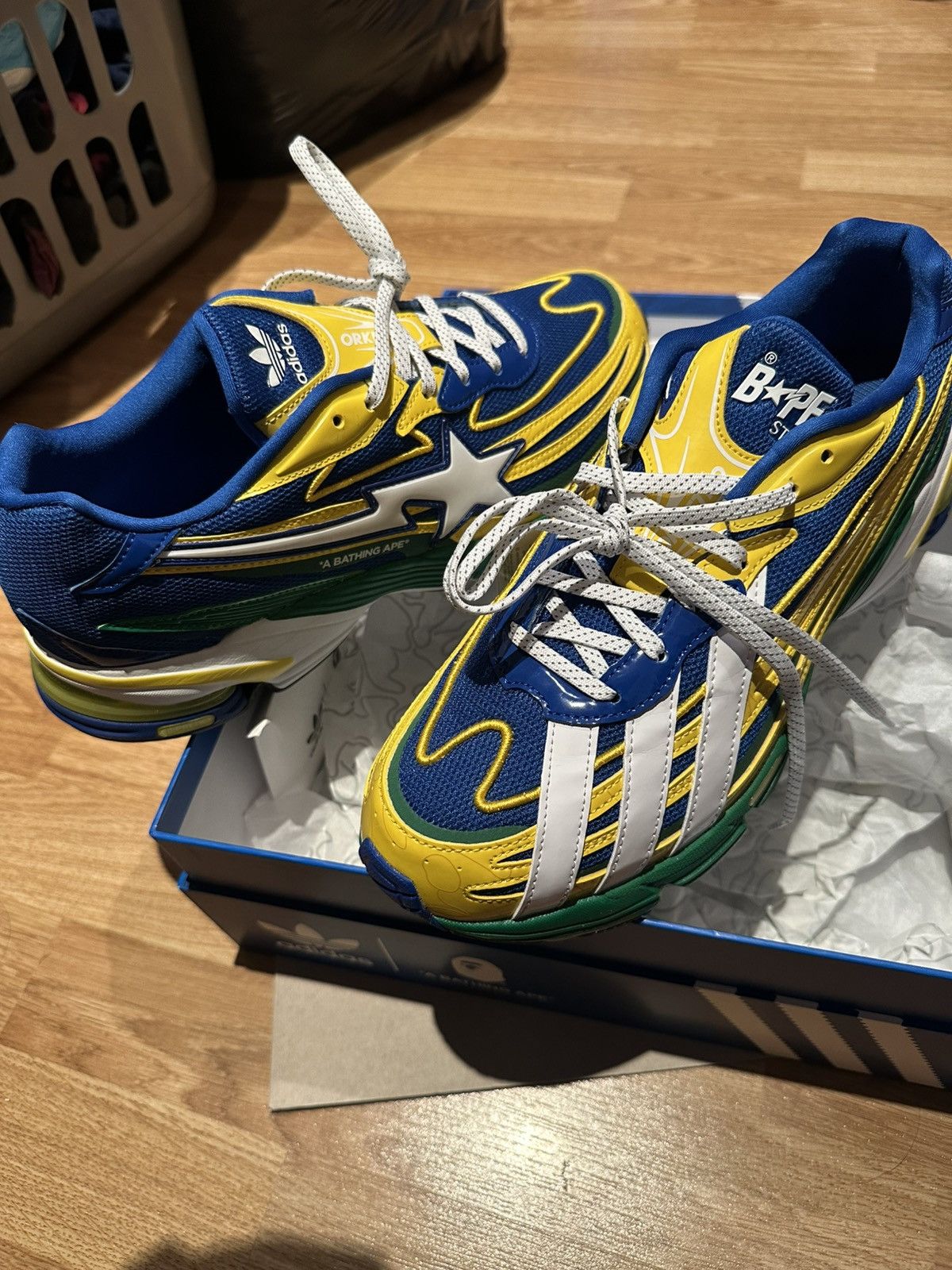 Adidas × Bape Adidas Orketro x BAPE Yellow Blue Green Size 9.5 JQ2398 Size US 10 / EU 43 - 4 Thumbnail