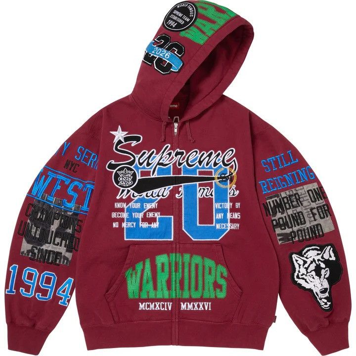 Supreme Supreme Warriors Appliqué Zip Up Hoodie SS26 Size US M / EU 48-50 / 2 - 2 Thumbnail