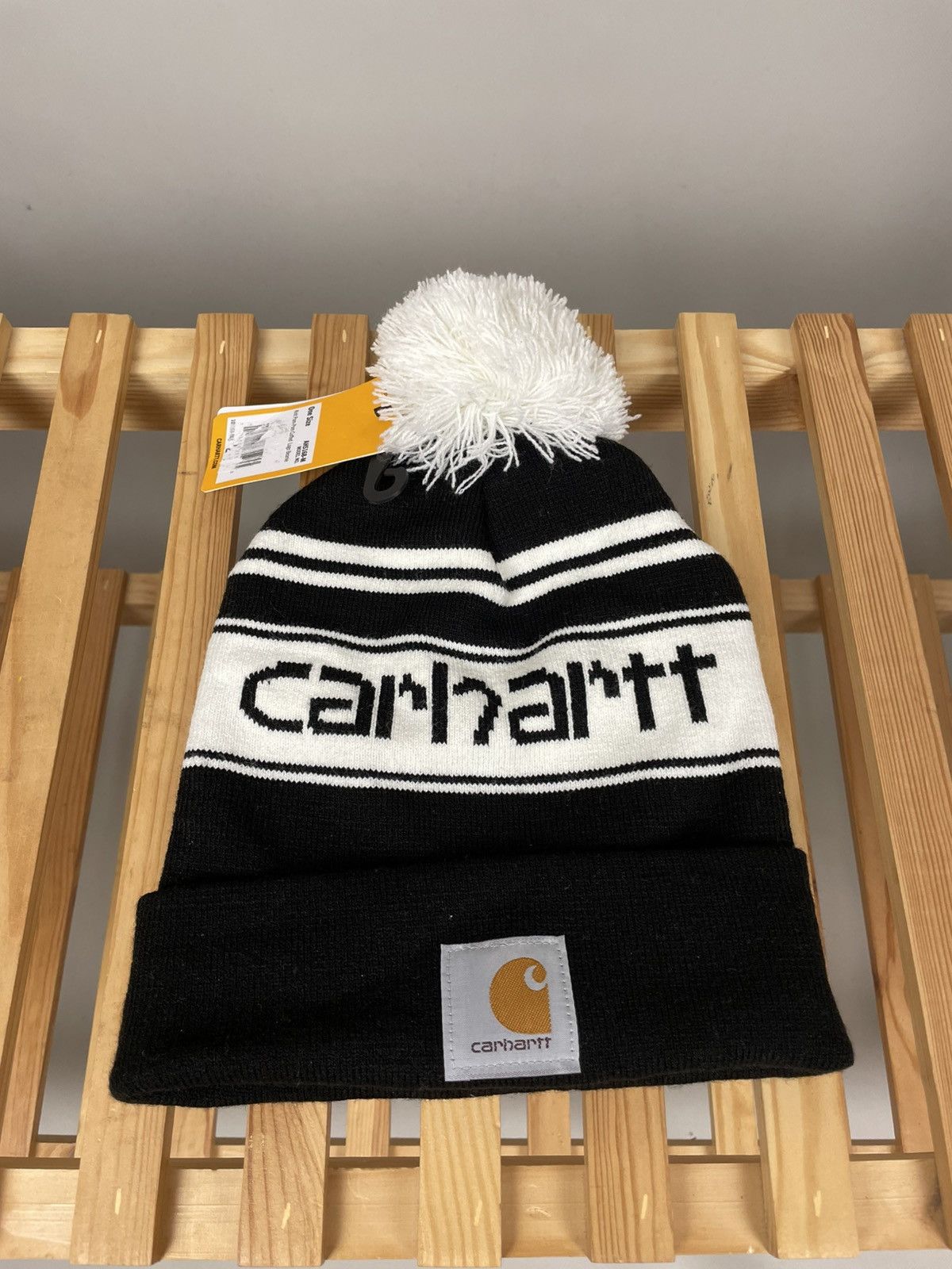 Carhartt Carhartt knit pom pom cuffed logo beanie Size ONE SIZE - 1 Thumbnail