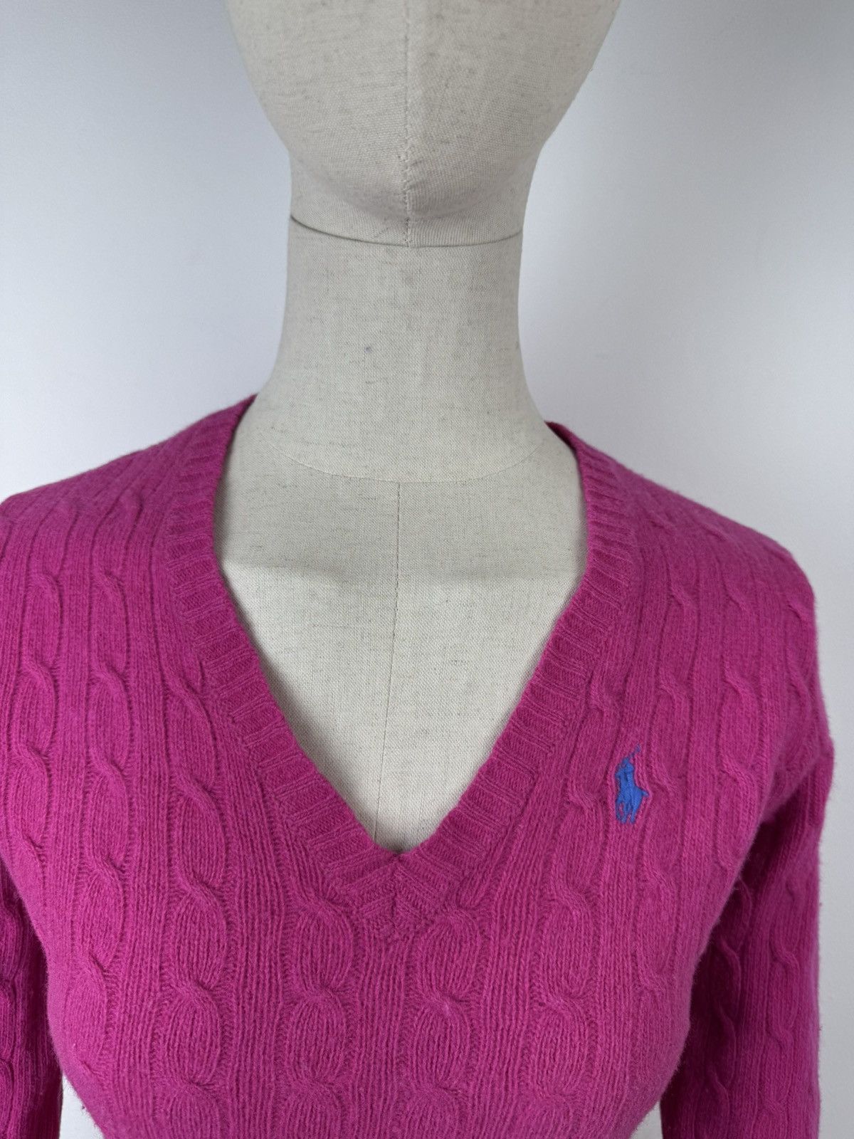 Ralph Lauren Vintage Ralph Lauren Sport Wool V-Neck Cable Knit Sweater Size M / US 6-8 / IT 42-44 - 3 Thumbnail