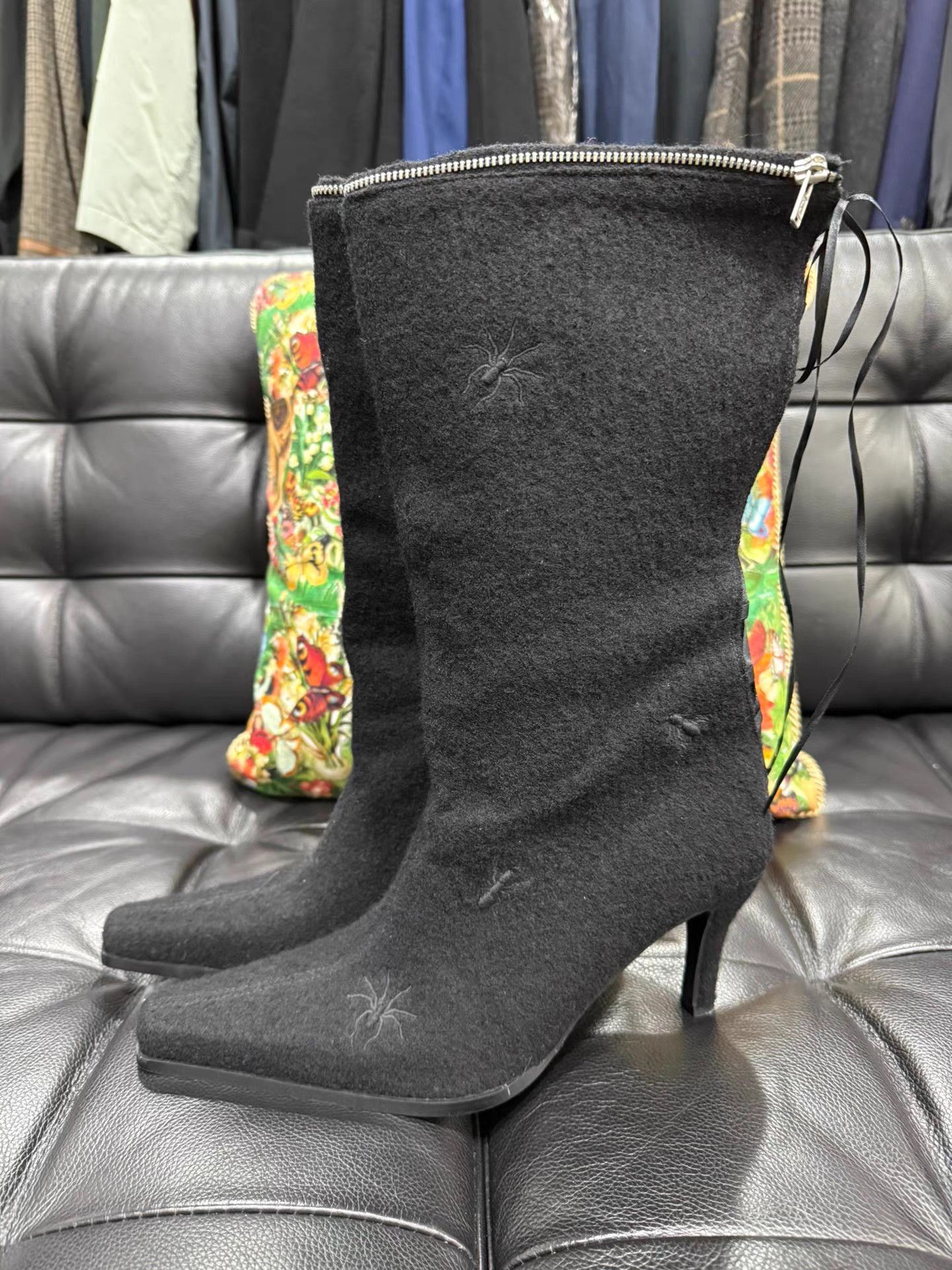 Undercover UNDERCOVER 06AW GURU GURU Embroidered Insect Long Boots K20 Size US 6 / IT 36 - 2 Thumbnail