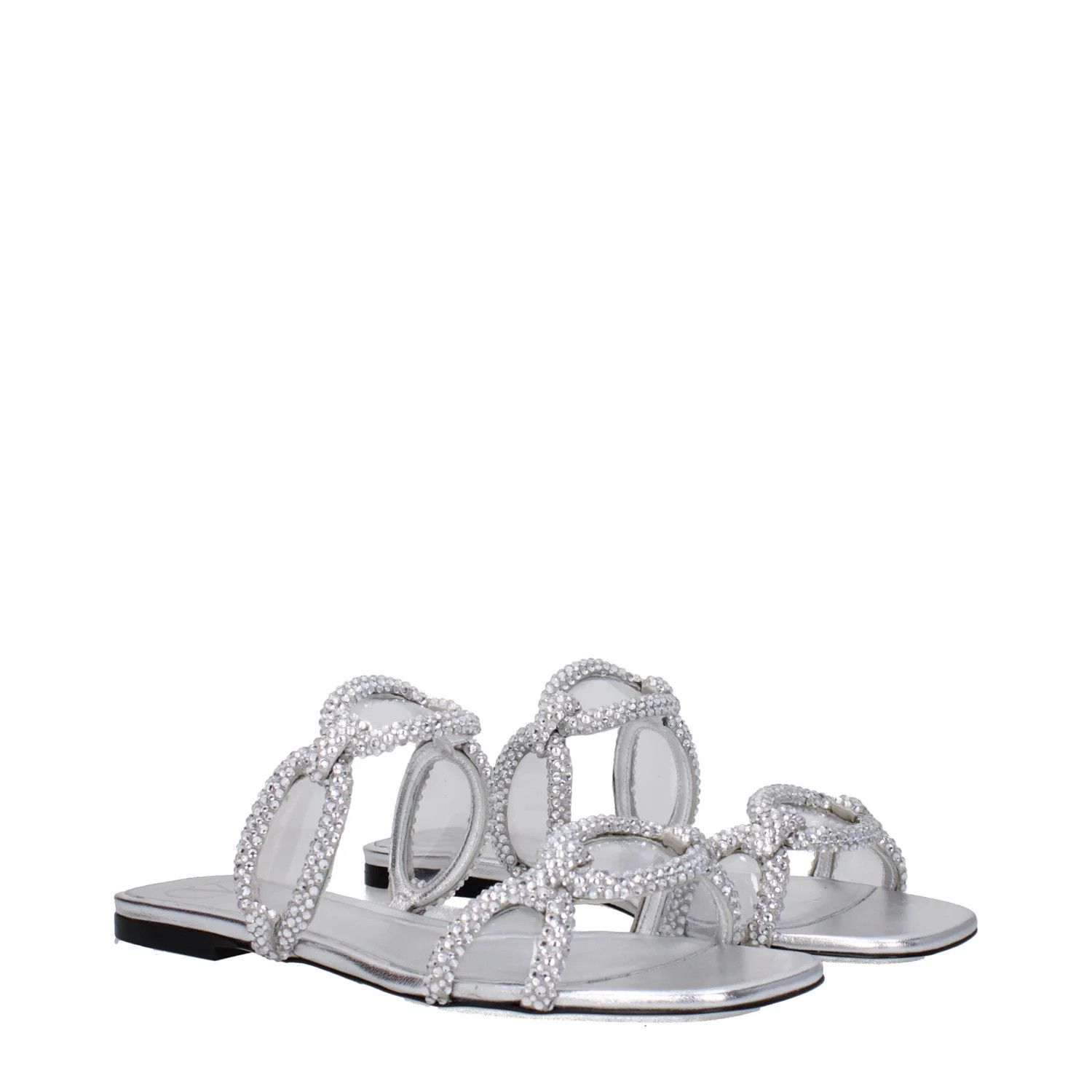 Valentino ob1o1e1224 Suede Slippers in Silver Size US 7.5 / IT 37.5 - 2 Thumbnail