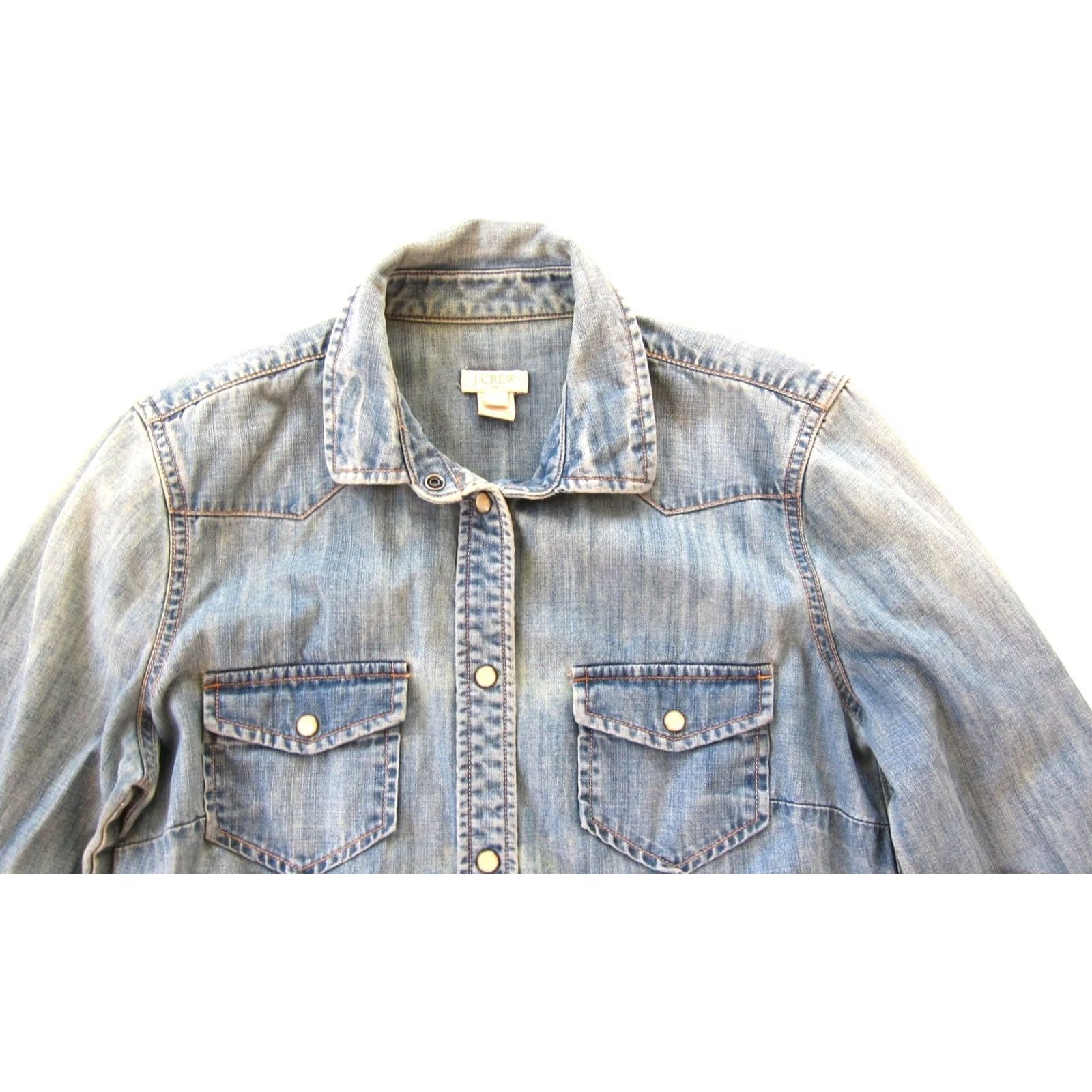 J.Crew J.CREW 100% Cotton Blue Denim Jean Snap Collared Long Sleeve Shirt Women XS Denim Shirt XS Womens Blue 100% Cotton Denim Shirt J.CREW Size XS / US 0-2 / IT 36-38 - 3 Thumbnail