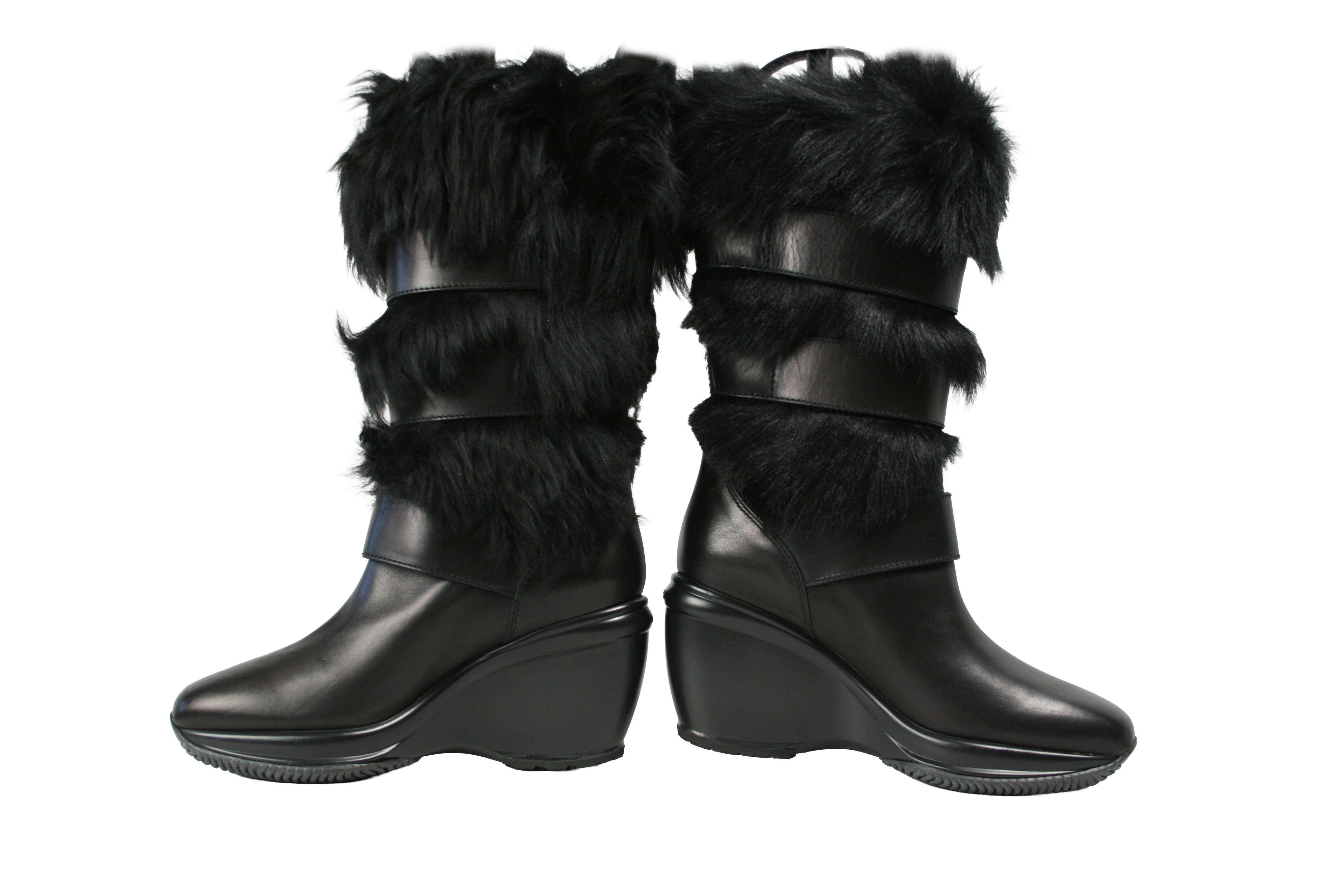 Hogan Y2K Wedge Fur Straps Boots Size US 9 / IT 39 - 12 Thumbnail