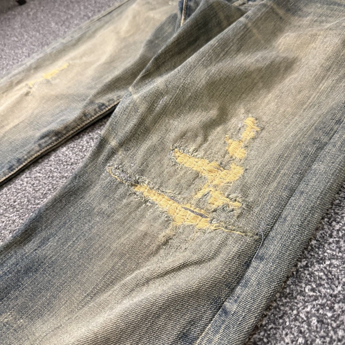If Six Was Nine Vtg Archival Selvedge Edwin 505xx Thrashed Distressed Mud Size US 29 - 5 Thumbnail