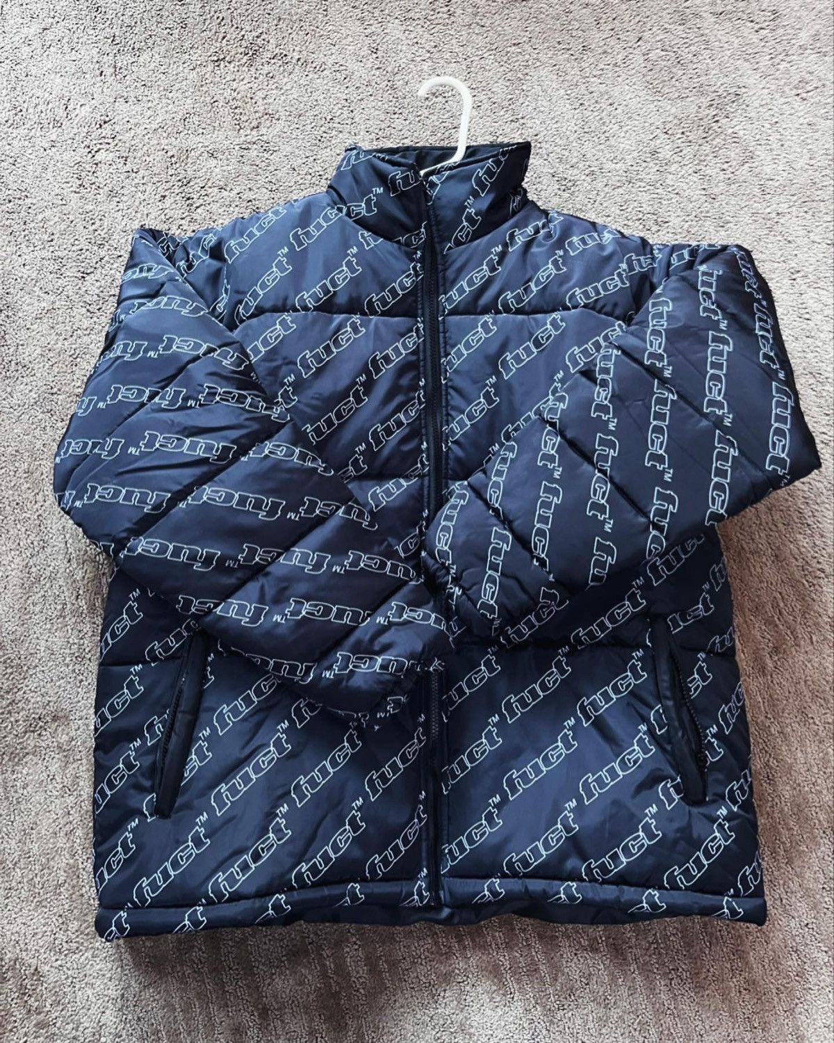 image of Fuct All Over Sample Puffer Jacket in Black, Men's (Size Large)
