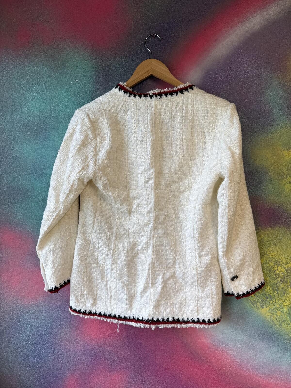 Other Zara women cream textured tweed jacket with braided trim Size M / US 6-8 / IT 42-44 - 5 Thumbnail