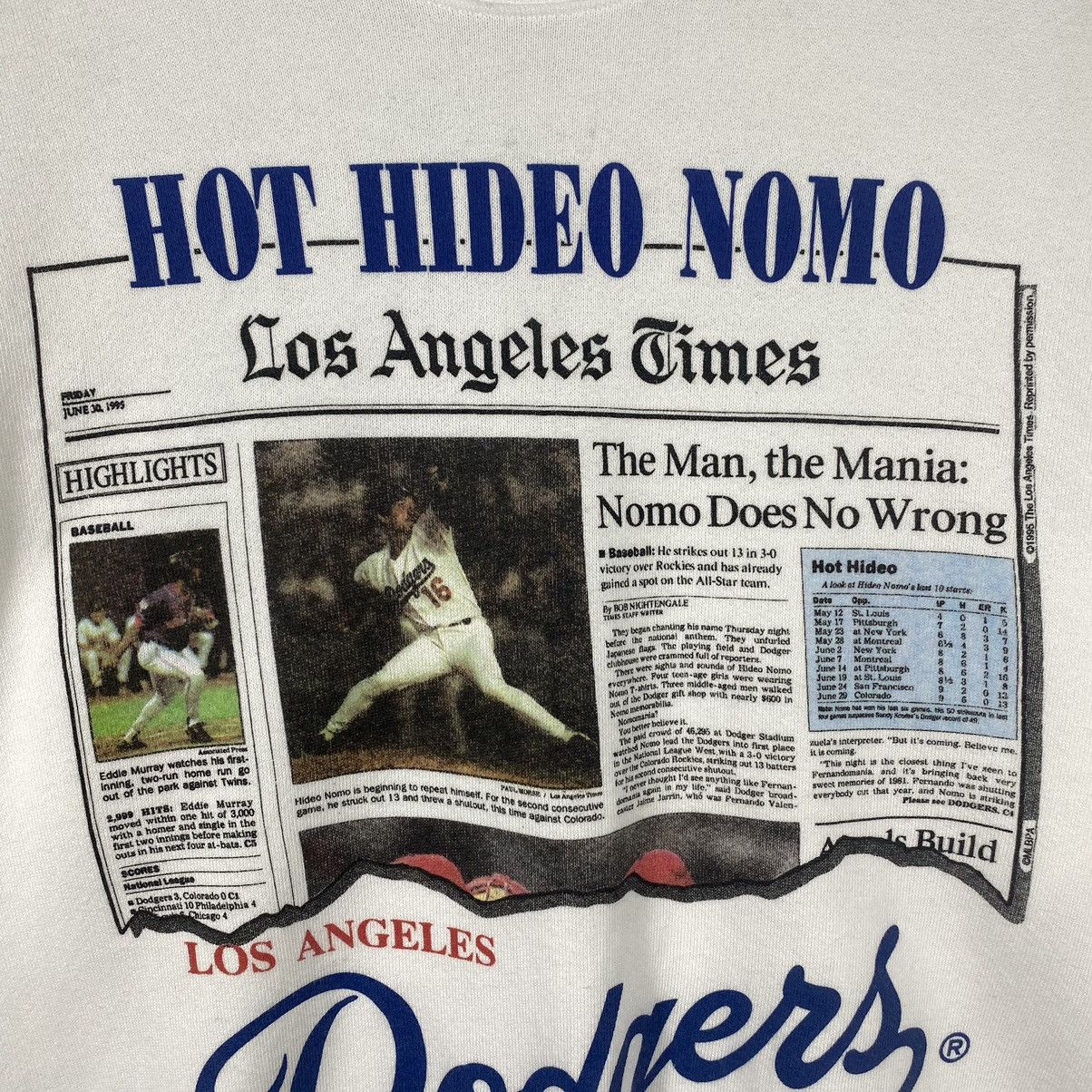MLB × Vintage Vintage 90s Los Angeles Dodgers Hot Hideo Nomo 1995 Size US M / EU 48-50 / 2 - 7 Thumbnail