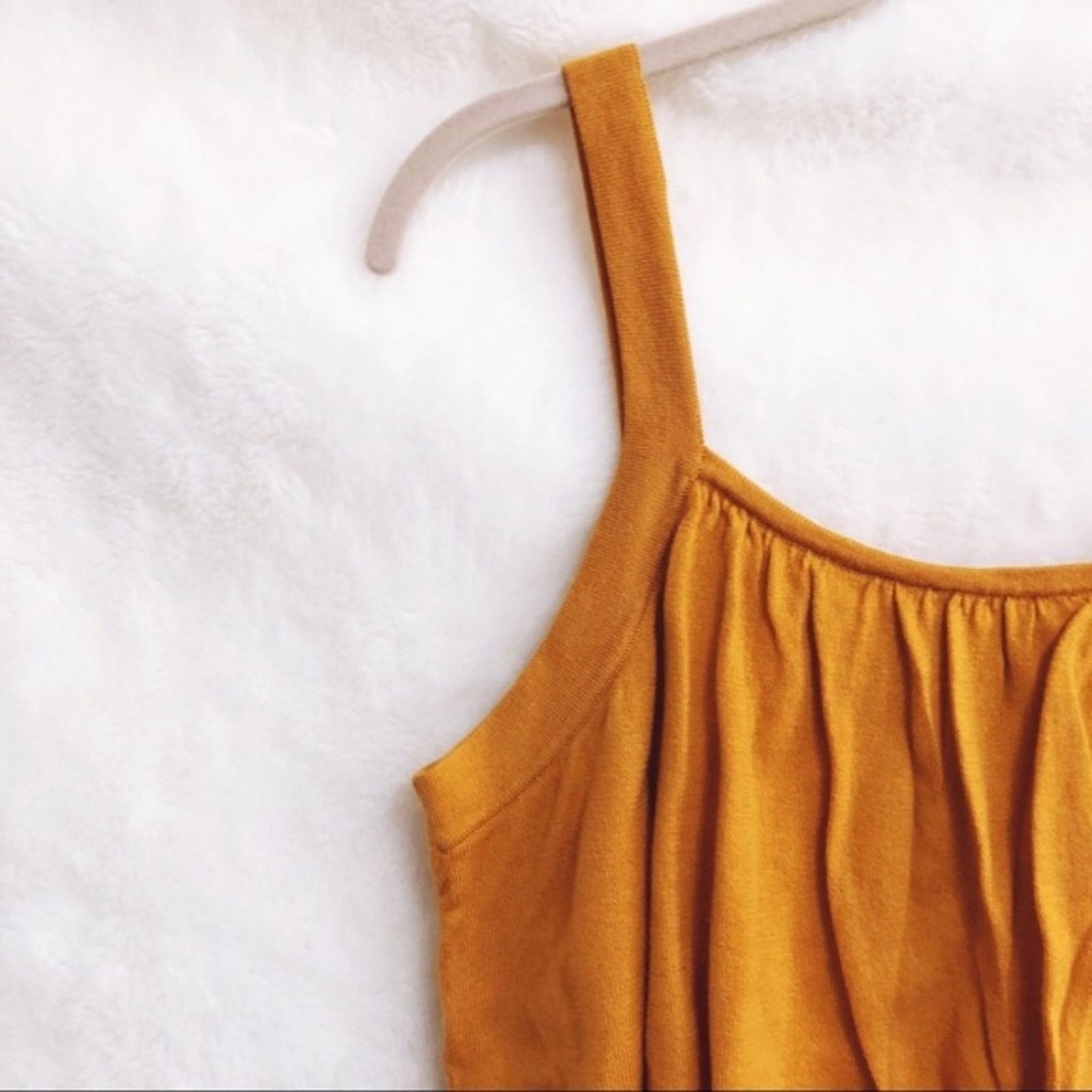 Ann Taylor Ann Taylor Factory Mustard & White Trim Layered Tank Top Size L / US 10 / IT 46 - 5 Thumbnail