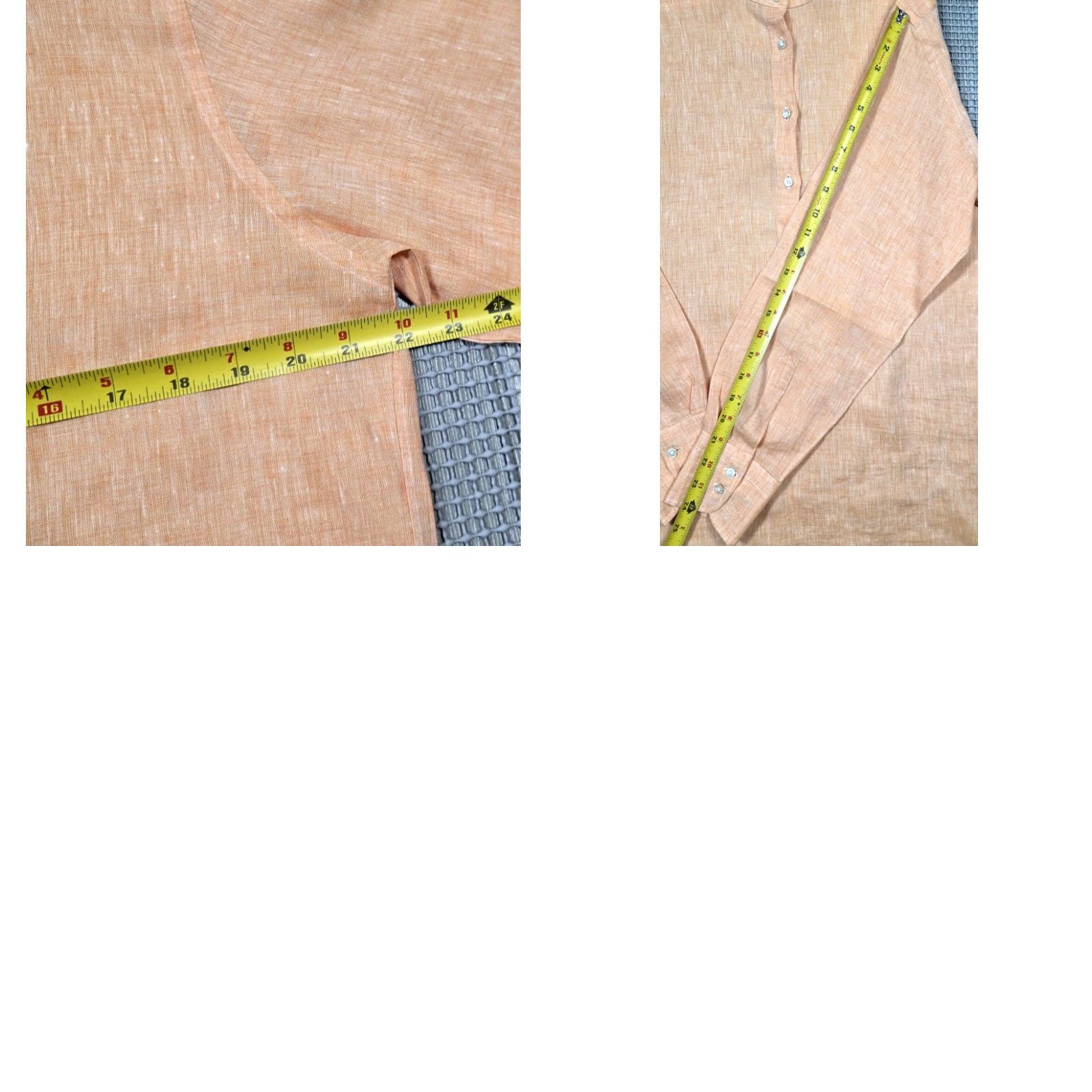 Vintage giangi napoli Top Women Button-Up Shirt Long Sleeve Linen Blouse Orange Band Collar 46 Italy Size L / US 10 / IT 46 - 10 Thumbnail