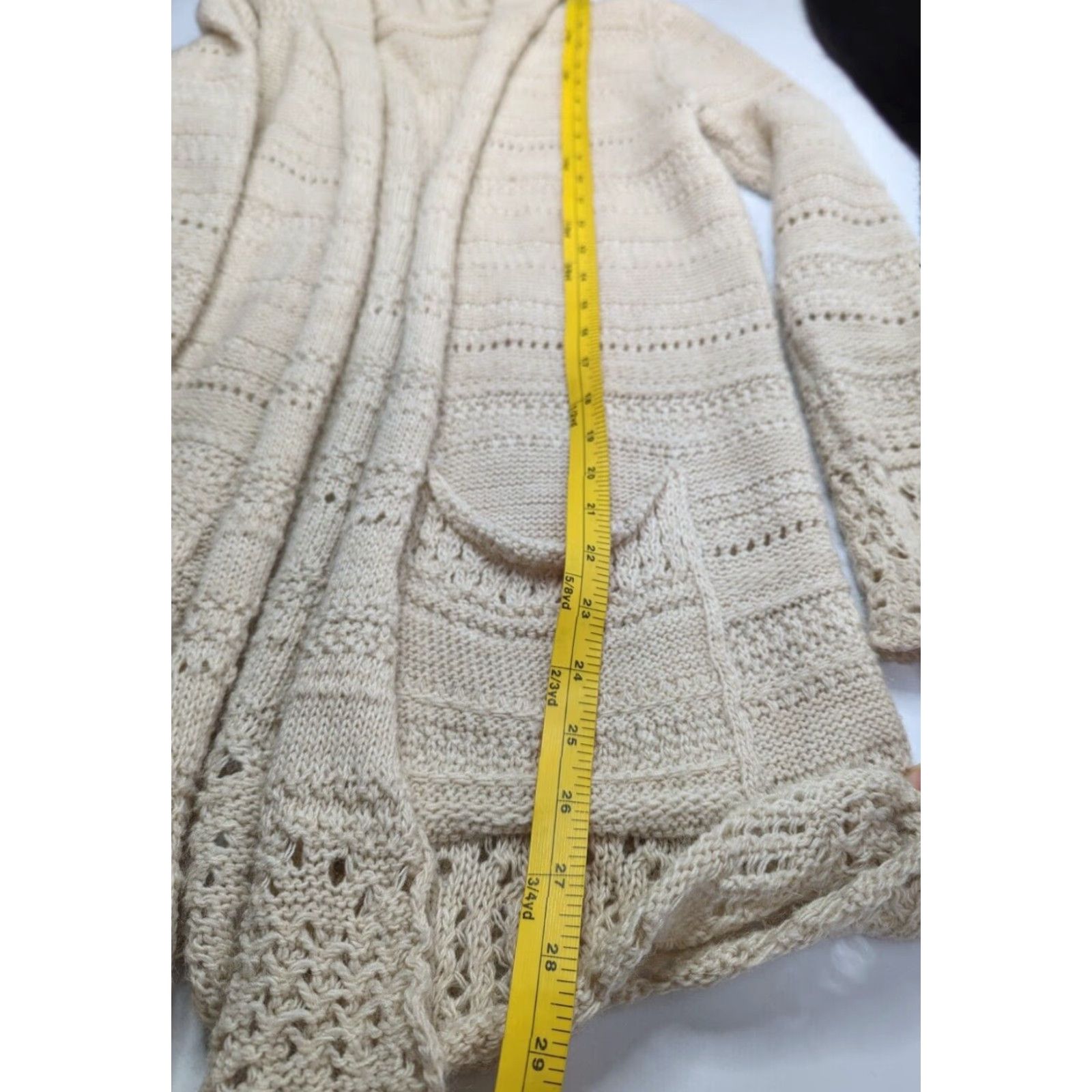 Brandy Melville Brandy Melville Cardigan Open-Knit Wool Blend Dolman Sleeve Cream White Agnete One Size Womens Size ONE SIZE - 6 Thumbnail