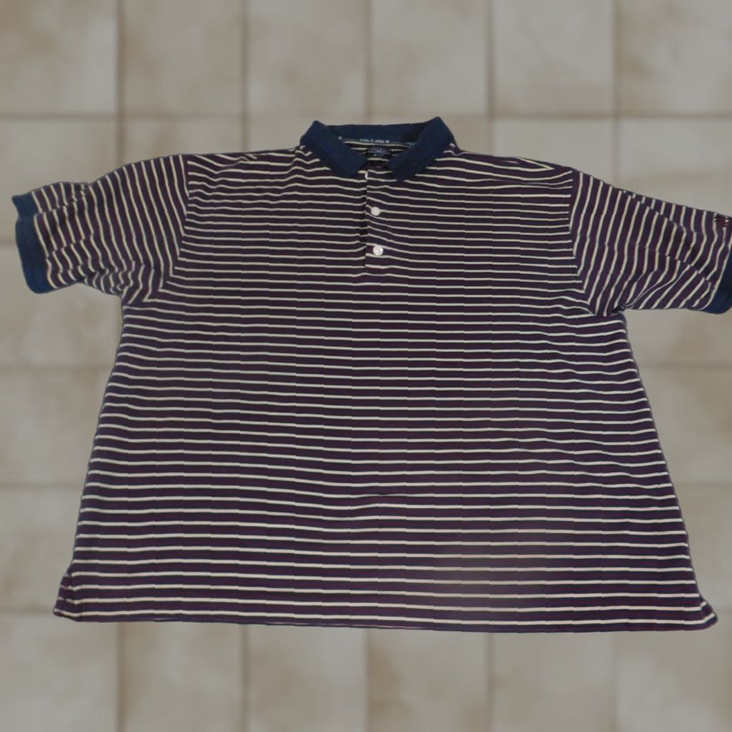 Haggar Haggar Polo Shirt XL Purple Striped Knit Short Sleeve Classic Logo Men Golf Casual Shirt Size US XL / EU 56 / 4 - 1 Thumbnail