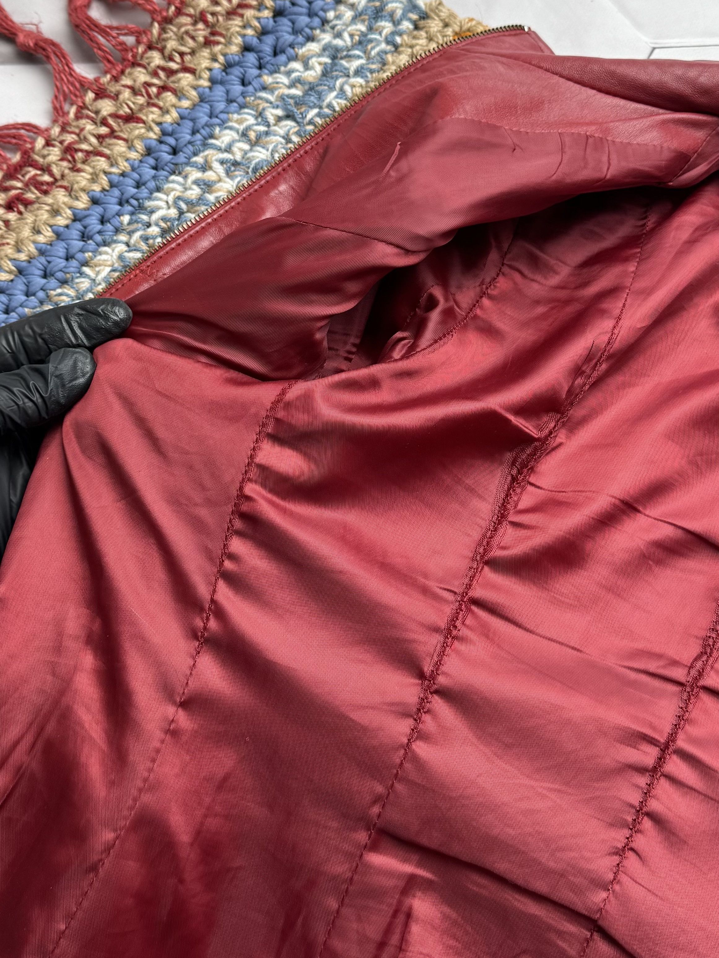 Vintage Vintage Red Leather Jacket Zip Up Fitted Y2K Style (E4) Size S / US 4 / IT 40 - 11 Thumbnail