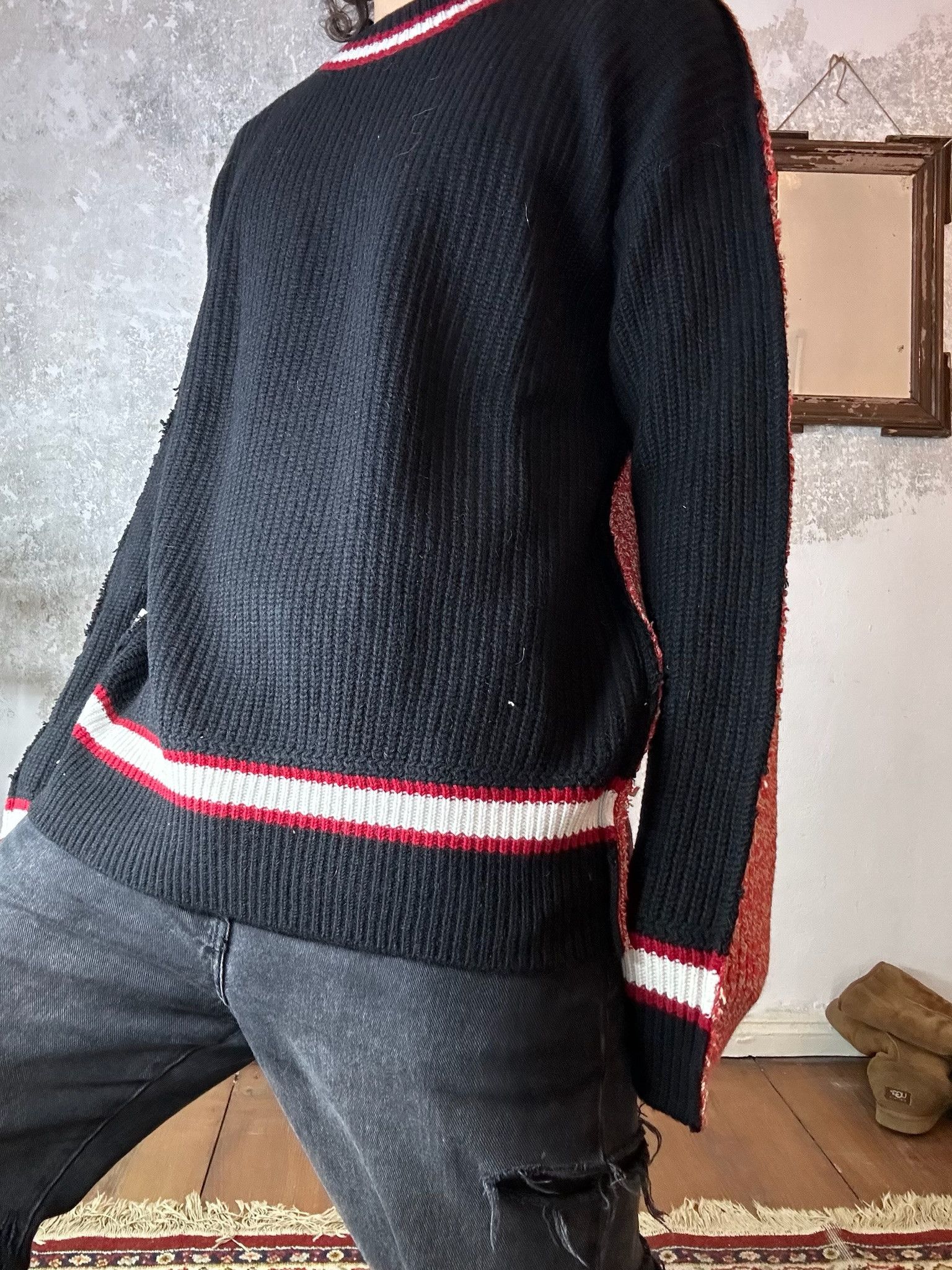 Marni Marni Half College Sweater Black/Red Size US M / EU 48-50 / 2 - 5 Thumbnail