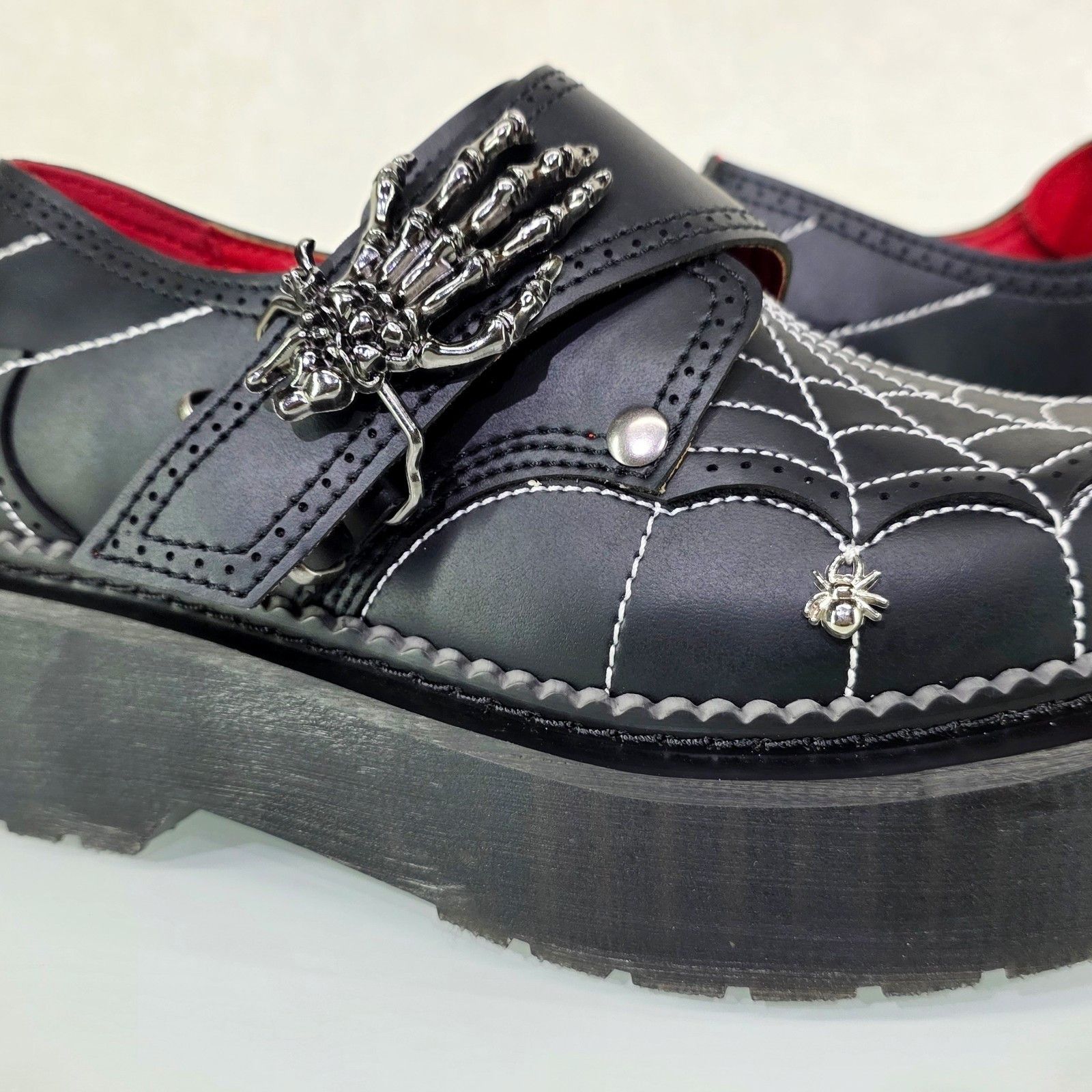 Other Rebel Goth Punk Oxford Shoes Spider Charms Web Stitching Cry Size US 11 / IT 41 - 6 Thumbnail