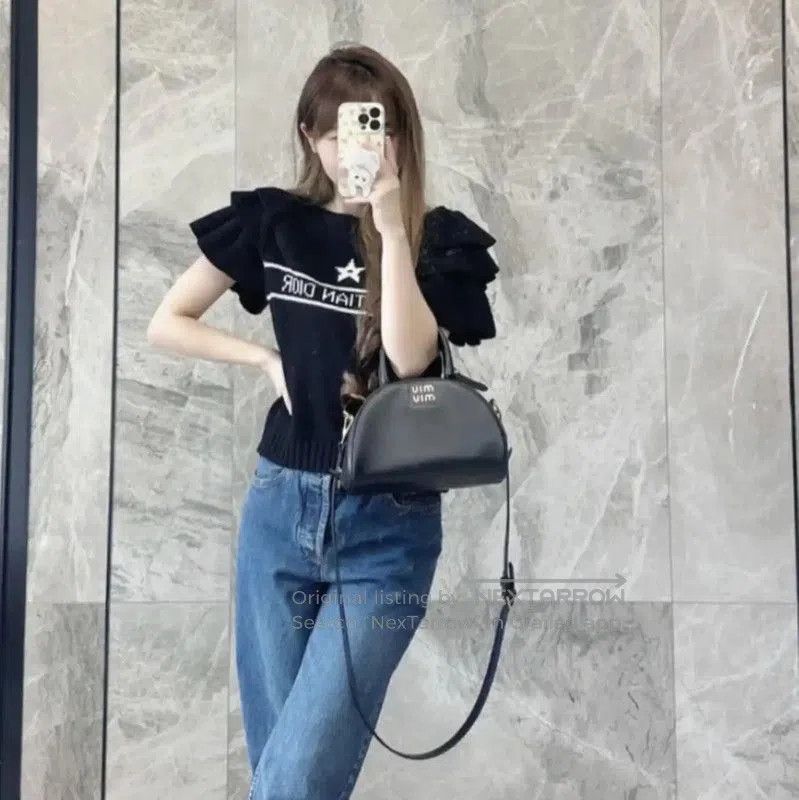 Dior Dior Black Cashmere T-Shirt with Ruffles . Size XS / US 0-2 / IT 36-38 - 9 Thumbnail