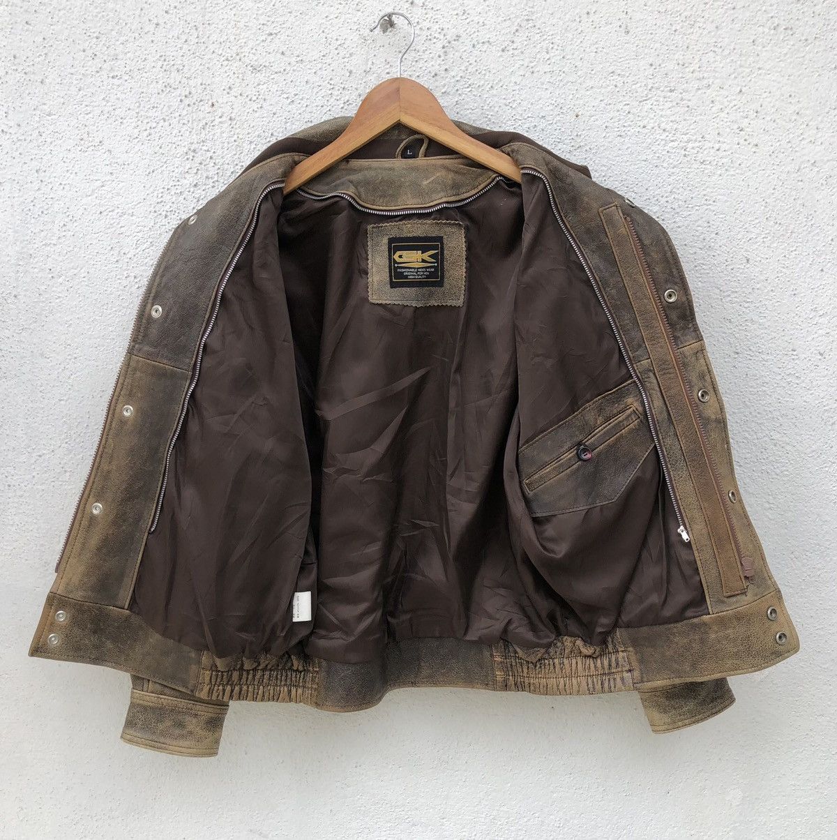 Vintage Vintage 90s GK Global Cowhide Leather Bomber Jacket Size US L / EU 52-54 / 3 - 16 Thumbnail