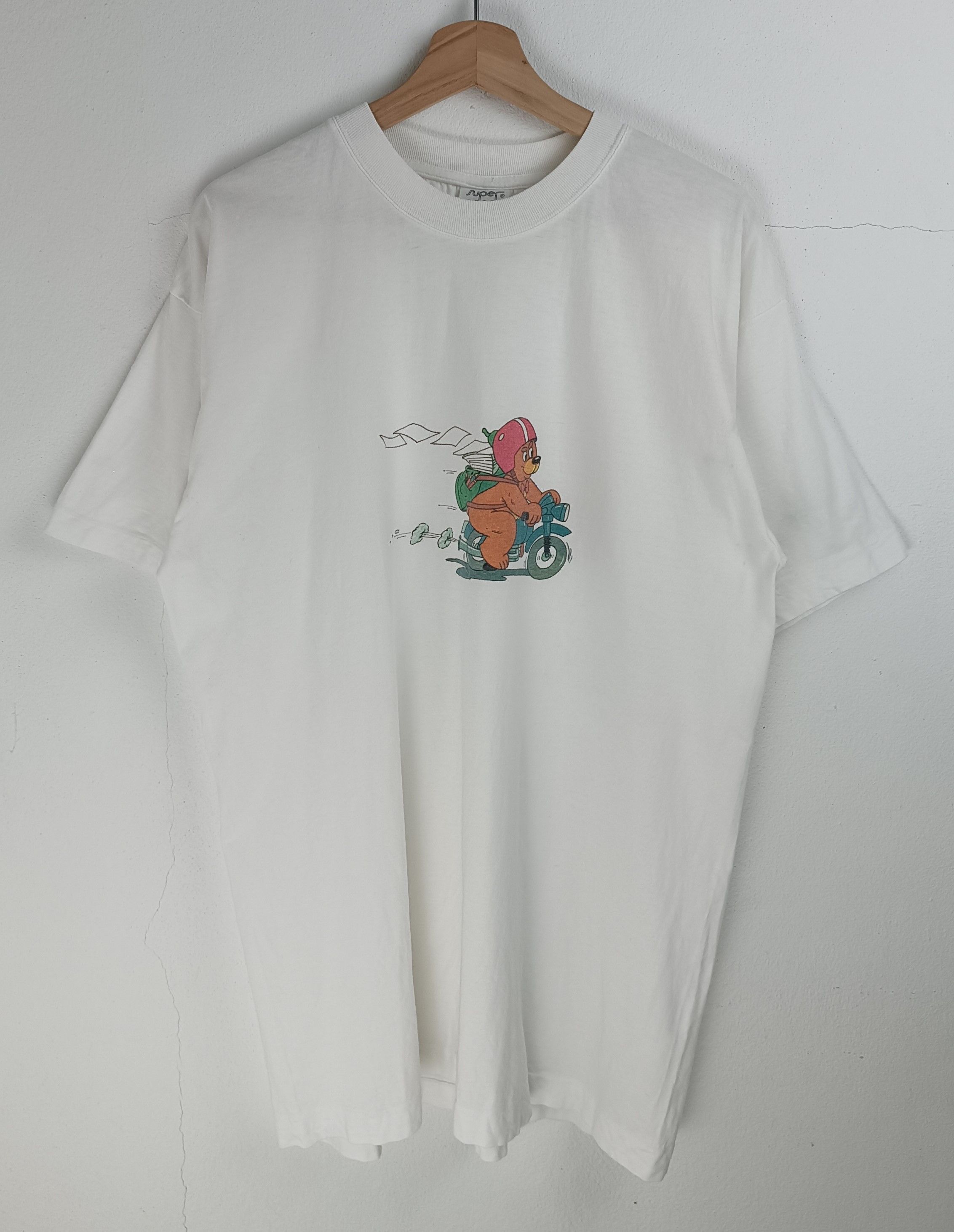 Other VINTAGE 90'S BEAR RIDING MOTORCYCLE CUTE PET ANIMATION TEE Size US XL / EU 56 / 4 - 3 Thumbnail