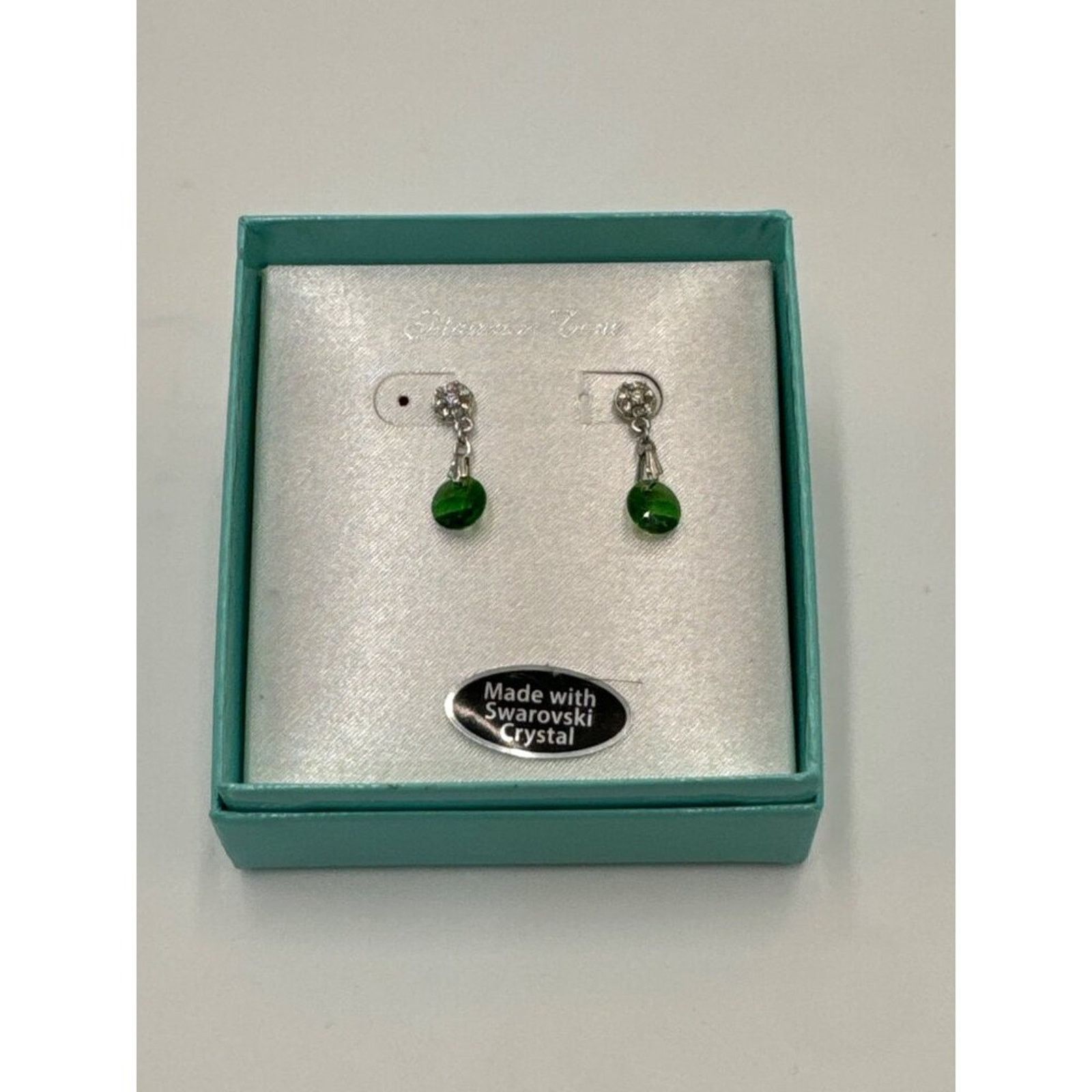 Swarovski Swarovski Platinum Tone Earrings Green Crystal Drops Size ONE SIZE - 1 Thumbnail