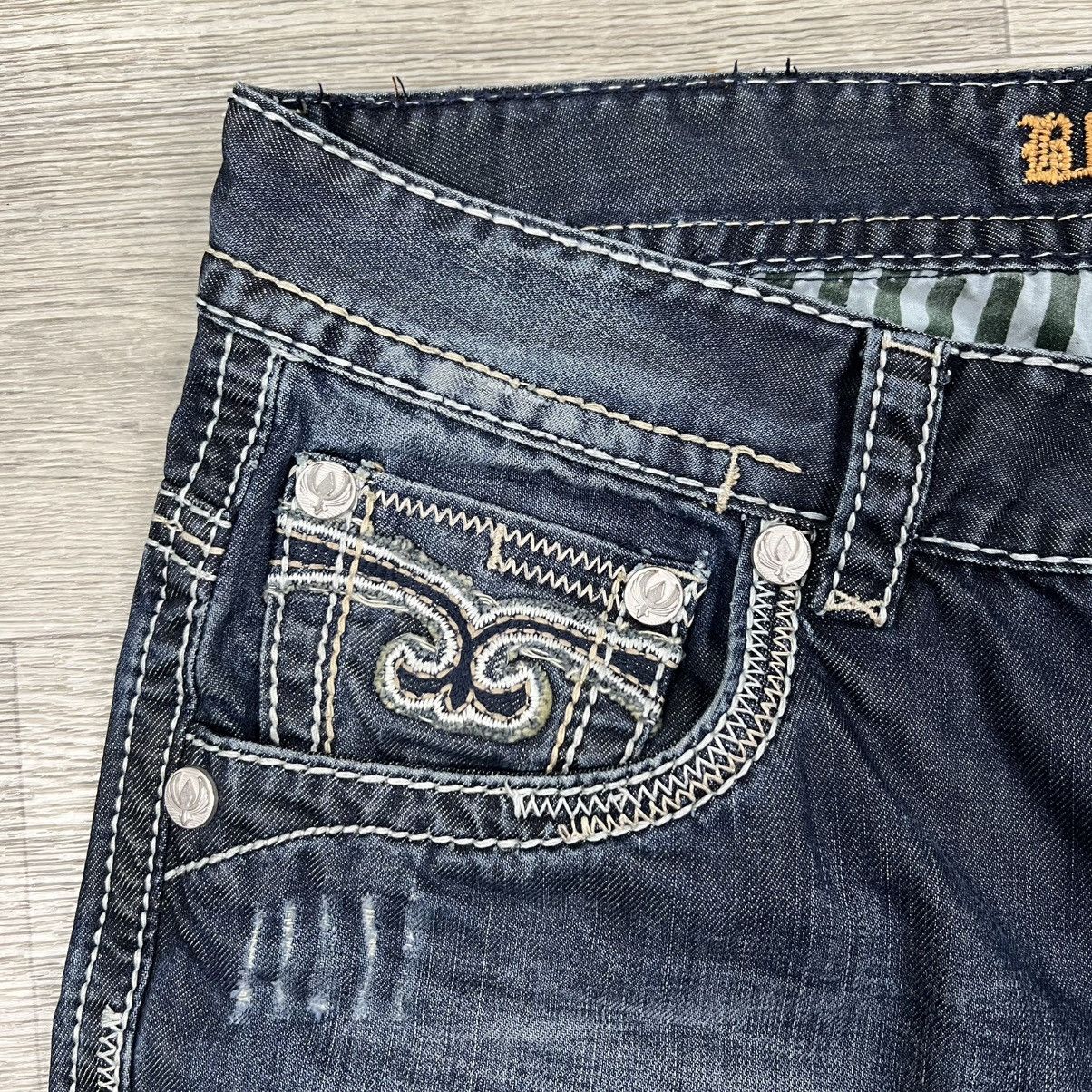 Other Blue Monkey Straight Leg Jeans Blue Denim Fleur De Lis Sz 36 Size US 36 / EU 52 - 5 Thumbnail