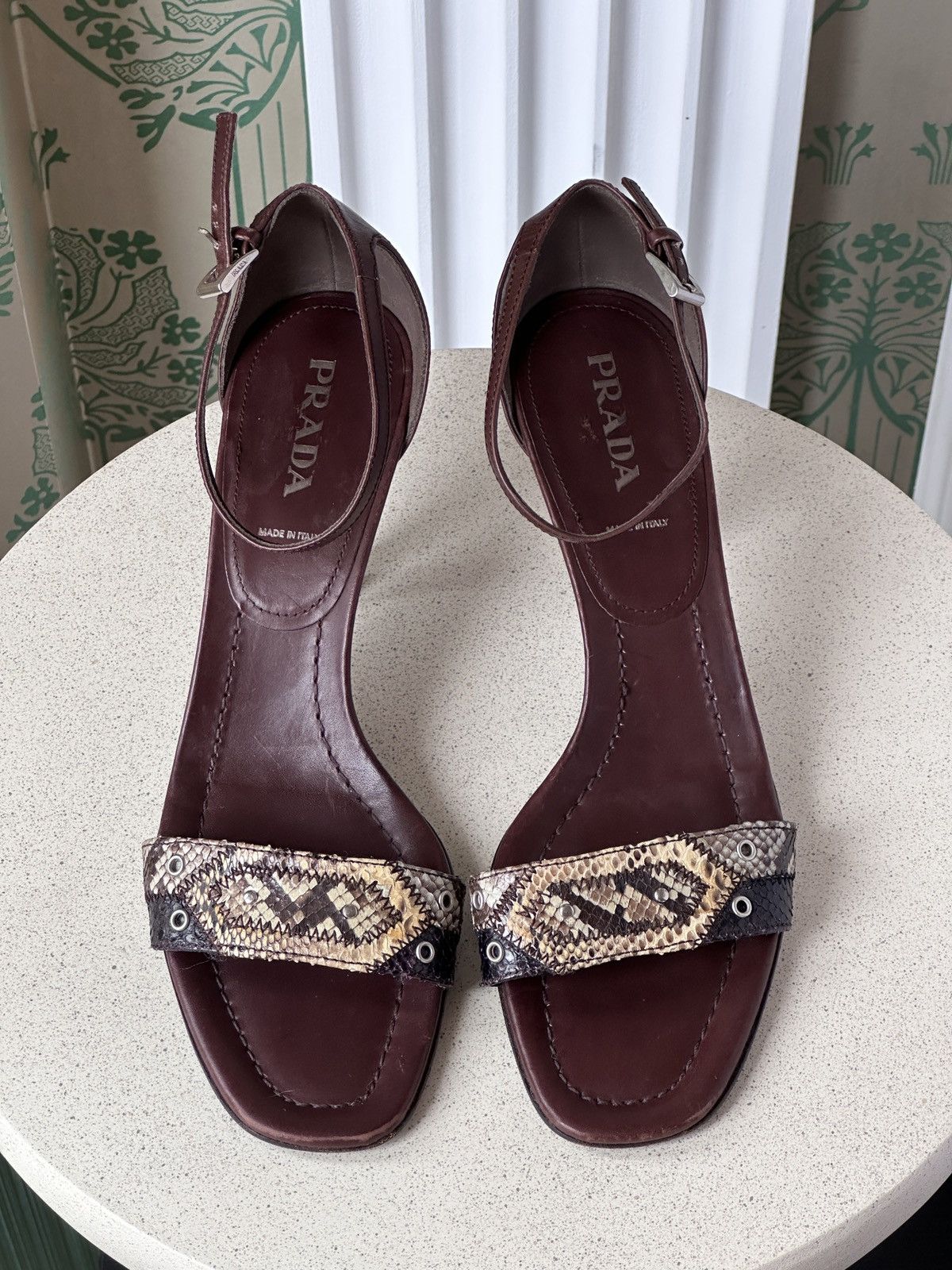 Prada PRADA Kitten Heels Python Leather Brown EU 39 / US 9 Size US 9 / IT 39 - 3 Thumbnail