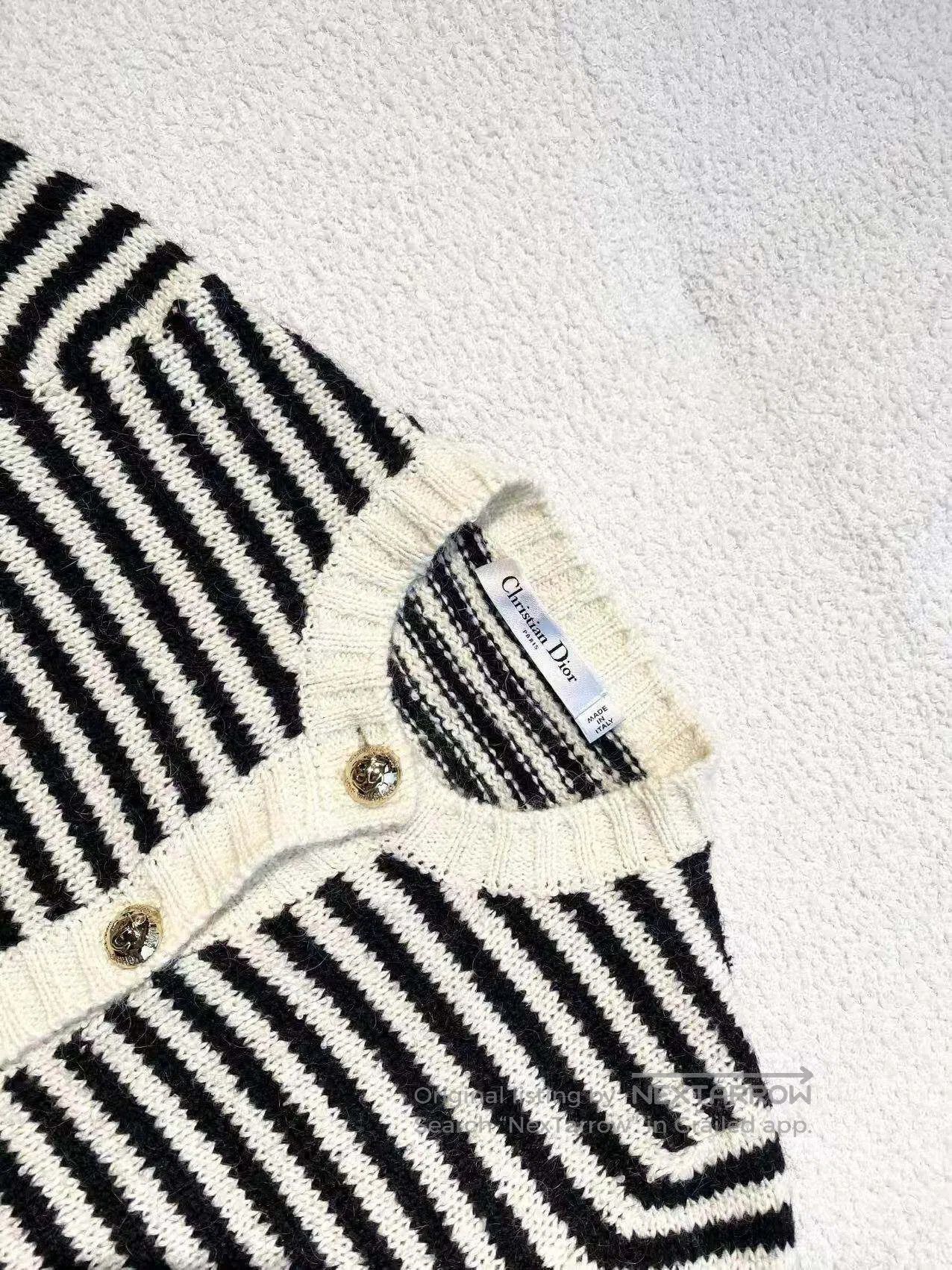 Dior Dior Black and white striped gold button knitted cardigan| Size XS / US 0-2 / IT 36-38 - 4 Thumbnail