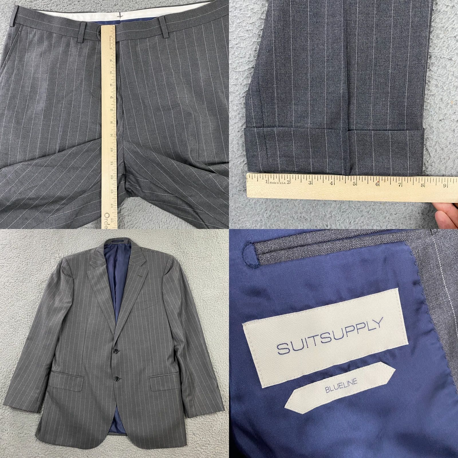 Suitsupply Suitsupply Pants Mens 48 Gray Lazio Suit 48L Brescia 36x31 Stripe Vitale Barberis Canonico Size 36R - 8 Thumbnail