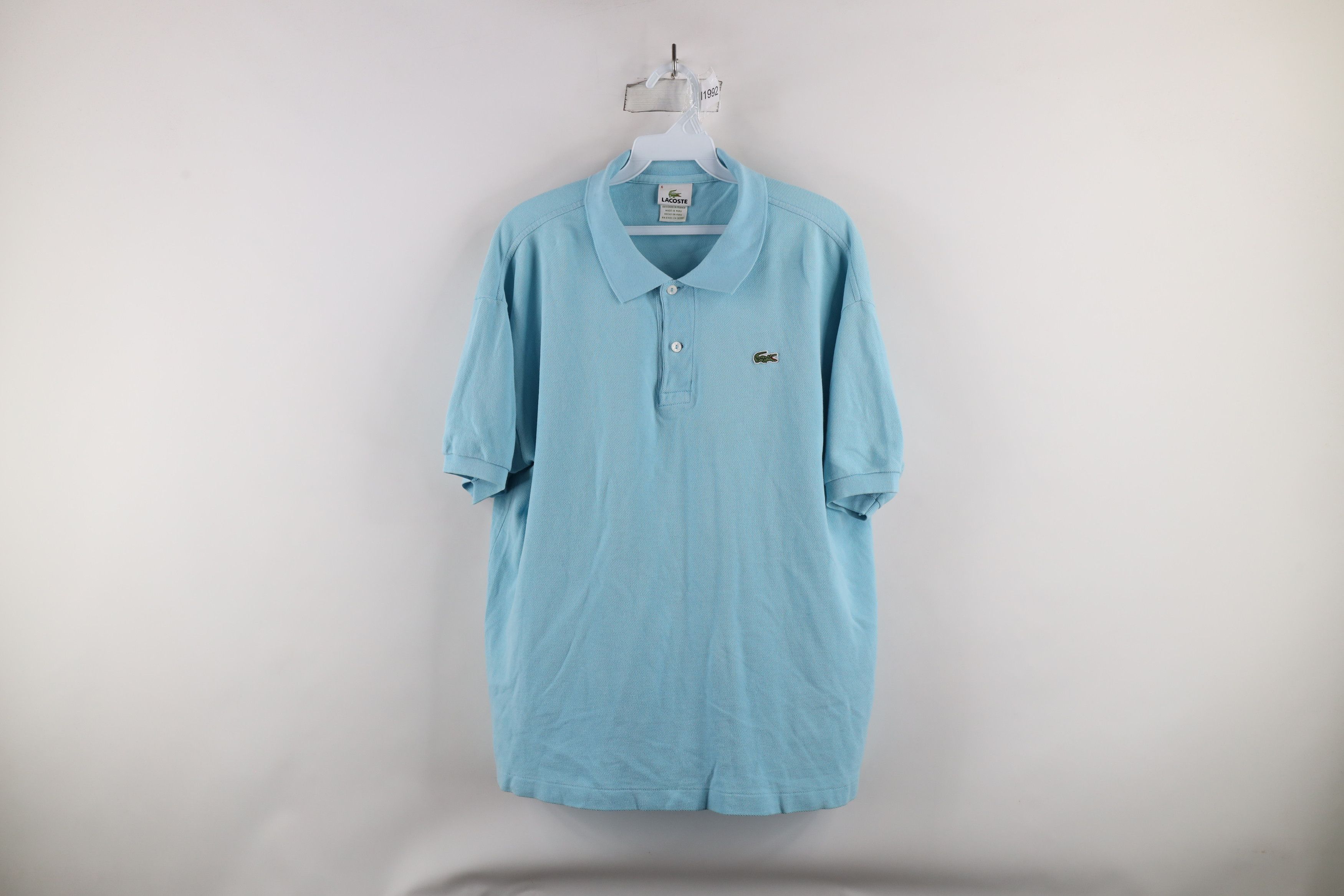 Lacoste × Vintage Lacoste Distressed Croc Logo Collared Golf Polo Shirt Blue Size US L / EU 52-54 / 3 - 1 Thumbnail