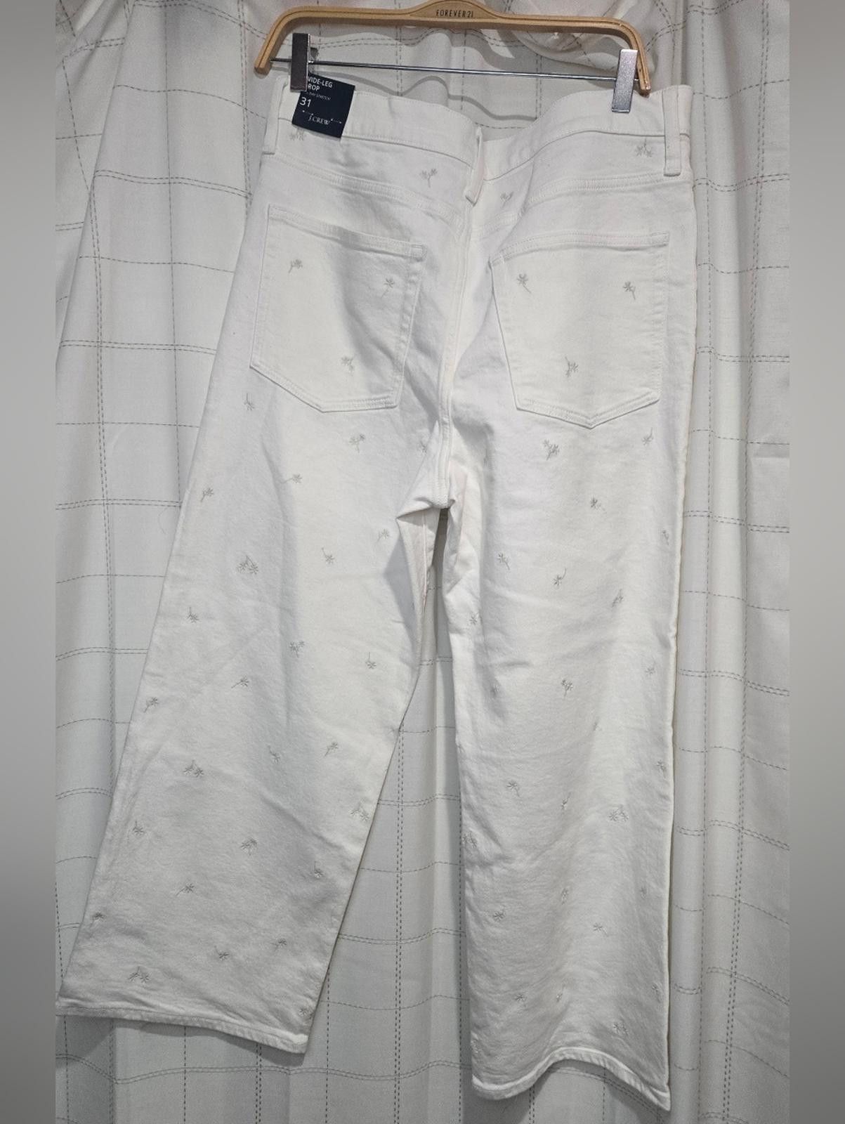 J.Crew J Crew Wide-leg embroidered cropped jean Size 31" - 4 Thumbnail