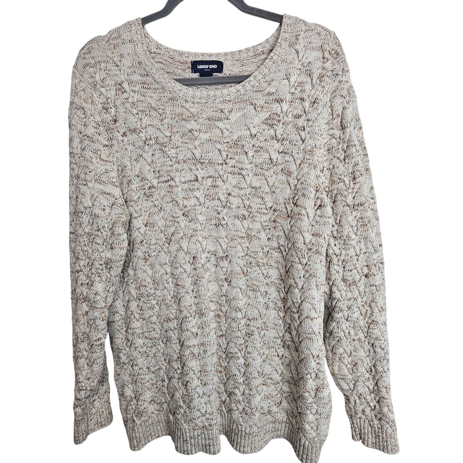 Lands' End Lands End Womens Drifter Chunky Knit Fisherman Sweater XLT Size XL / US 12-14 / IT 48-50 - 1 Thumbnail